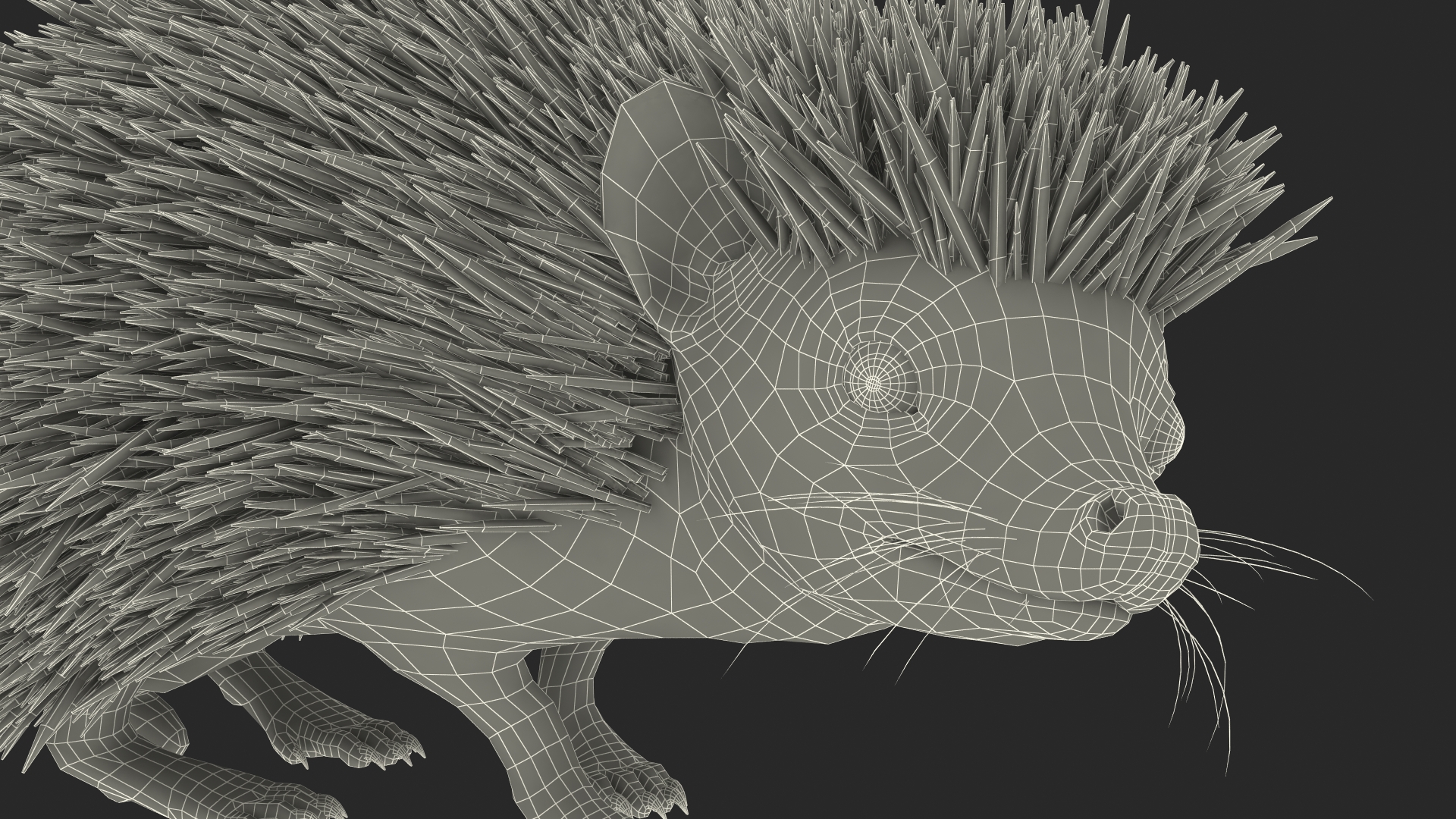 White Standing Hedgehog Fur 3D