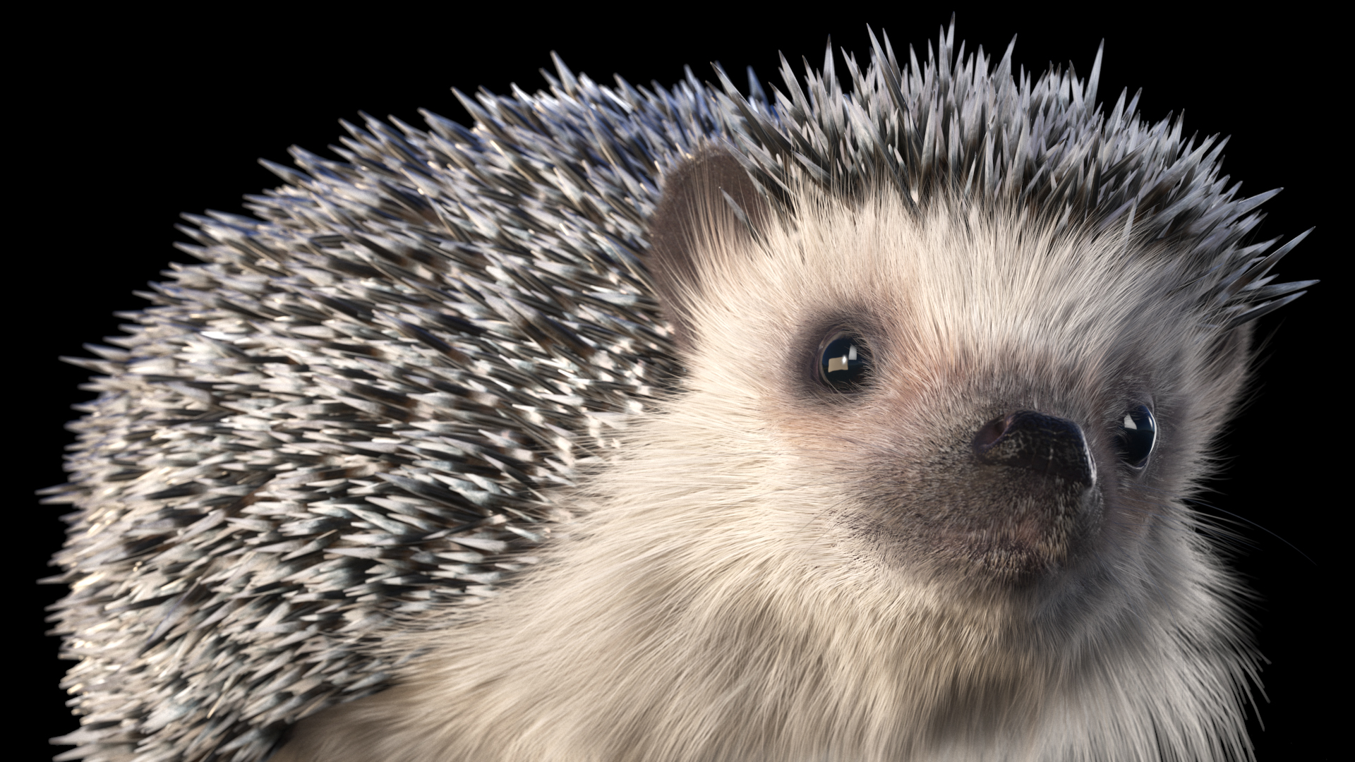 White Standing Hedgehog Fur 3D