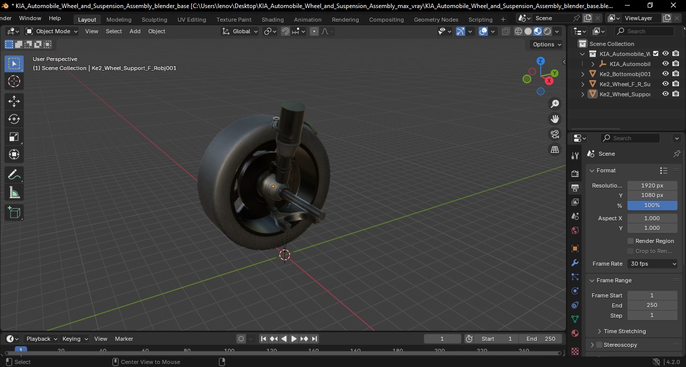 KIA Automobile Wheel and Suspension Assembly 3D model