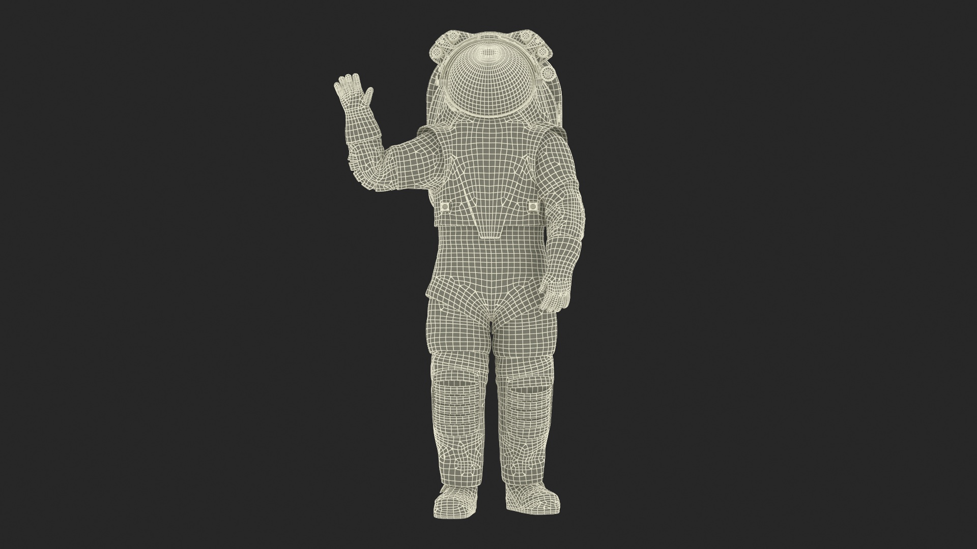 3D Modern Spacesuit on Astronaut Waving Pose