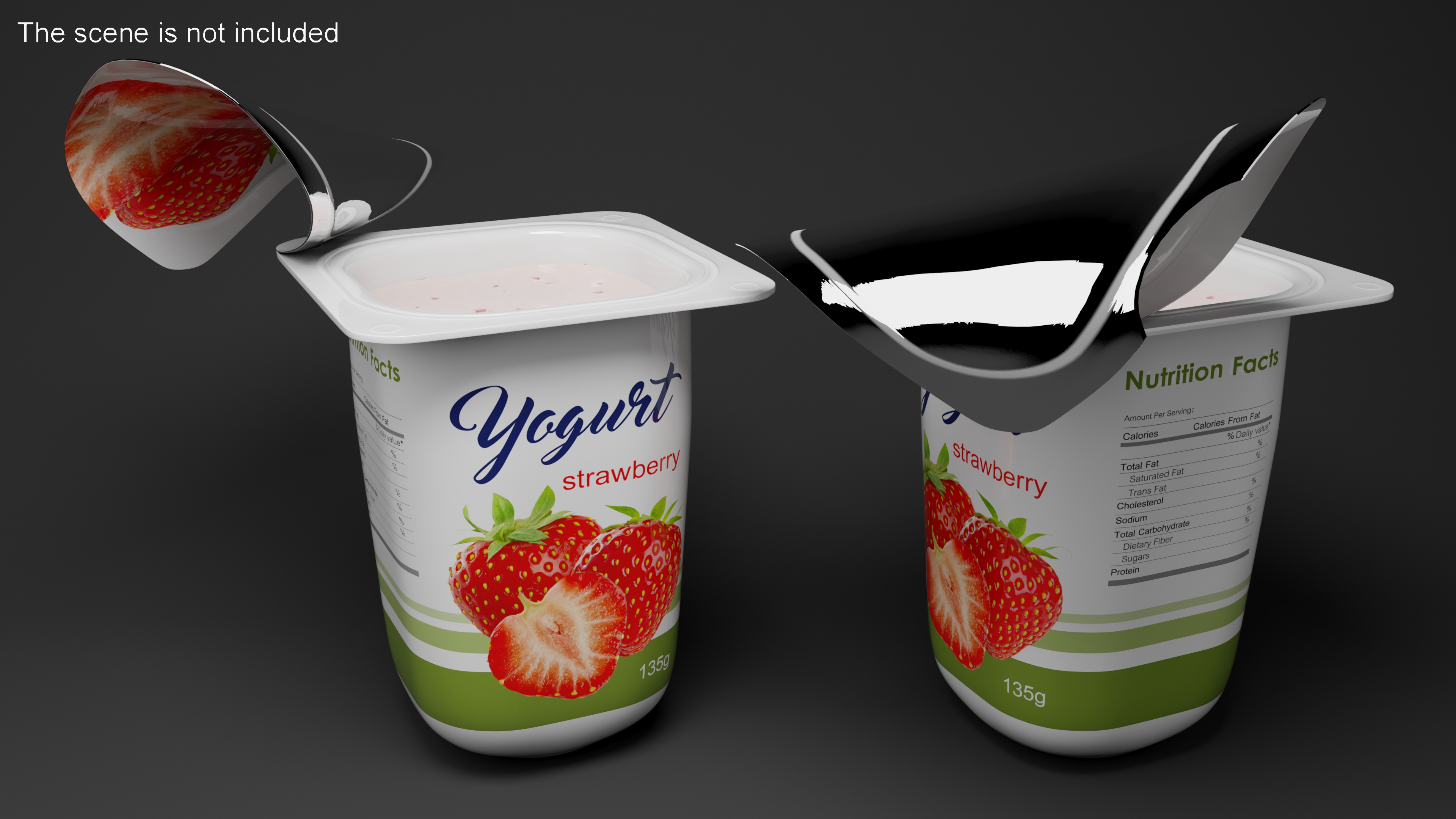 3D Yogurt Cup Strawberry Open Mockup model