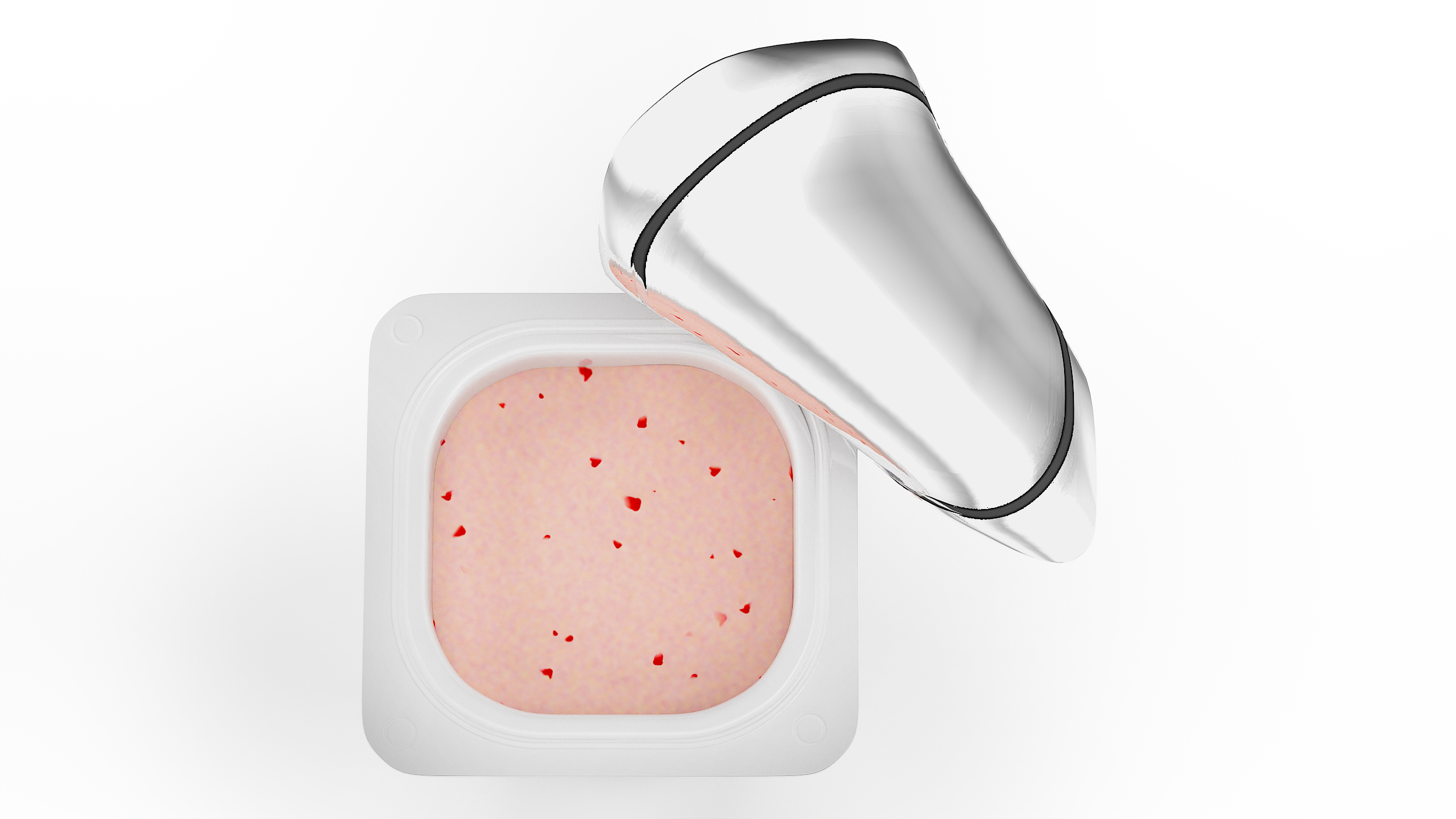 3D Yogurt Cup Strawberry Open Mockup model