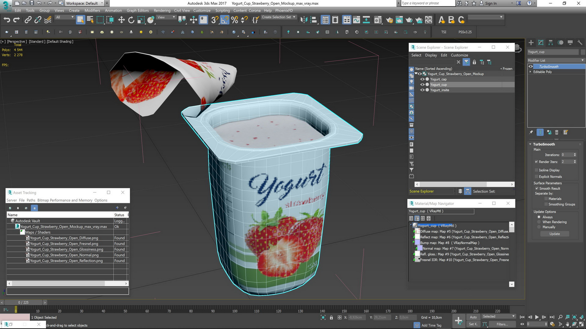 3D Yogurt Cup Strawberry Open Mockup model