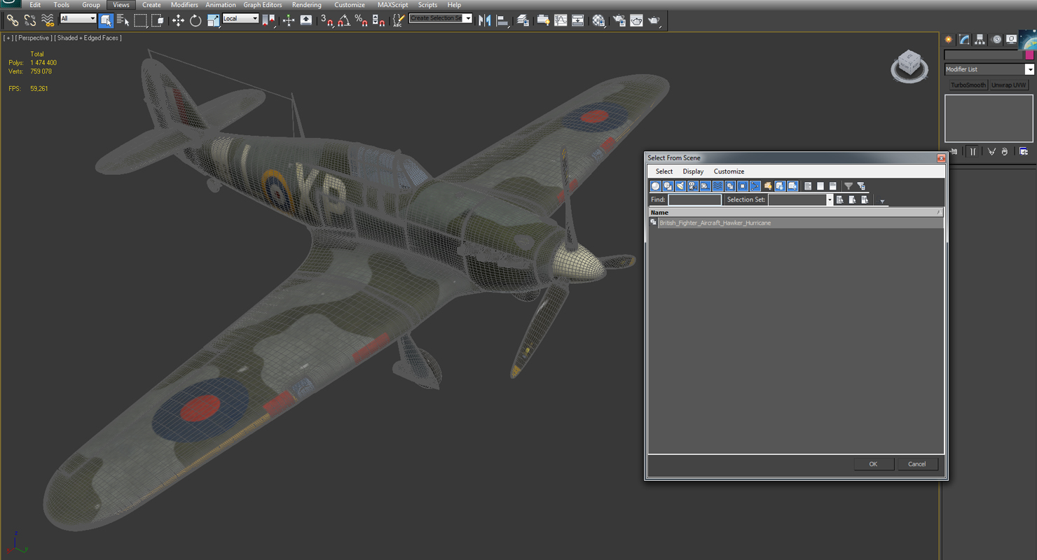 3D Hawker Hurricane Weathered