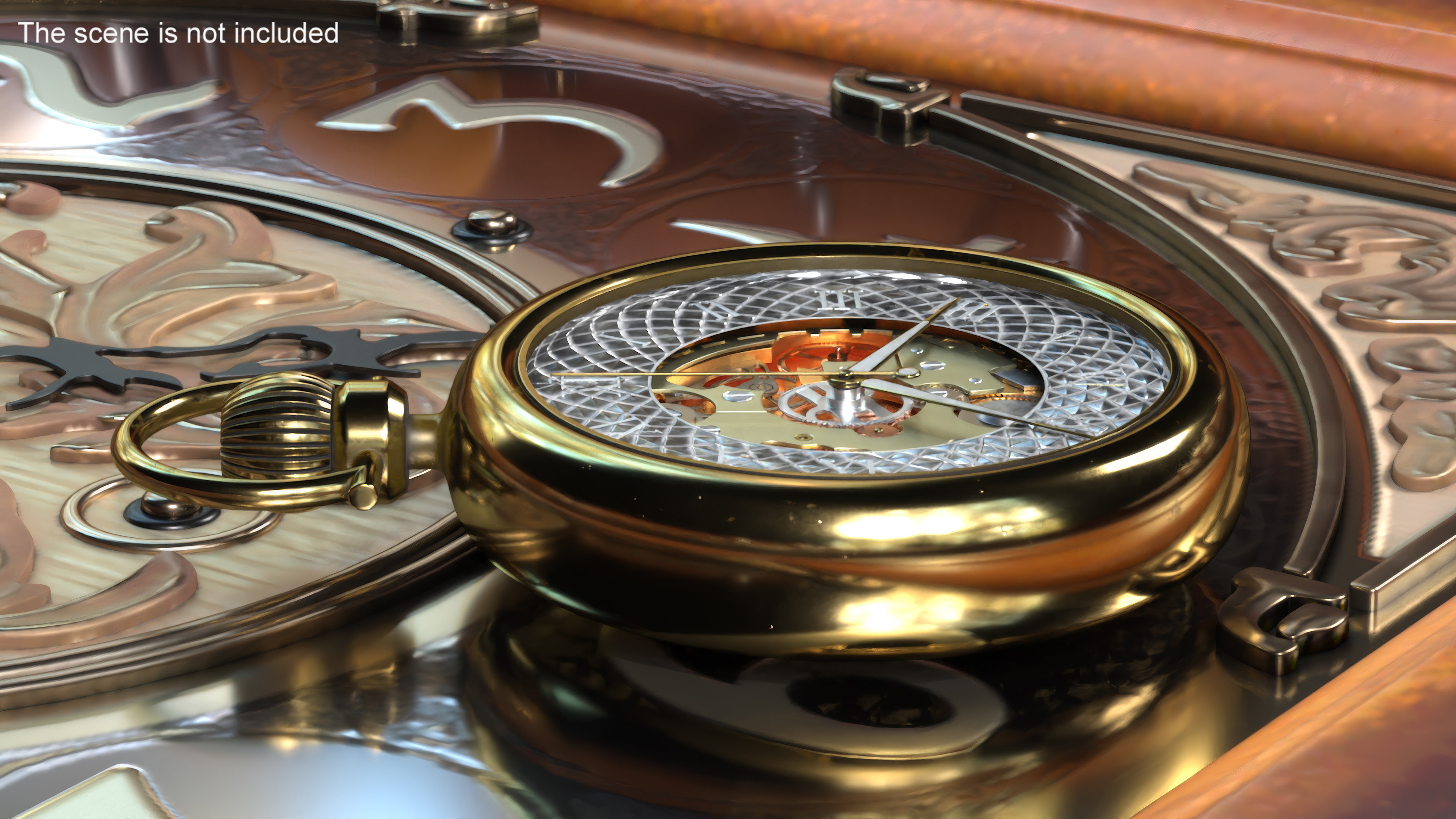 Gold Antique Pocket Watch Animated 3D model