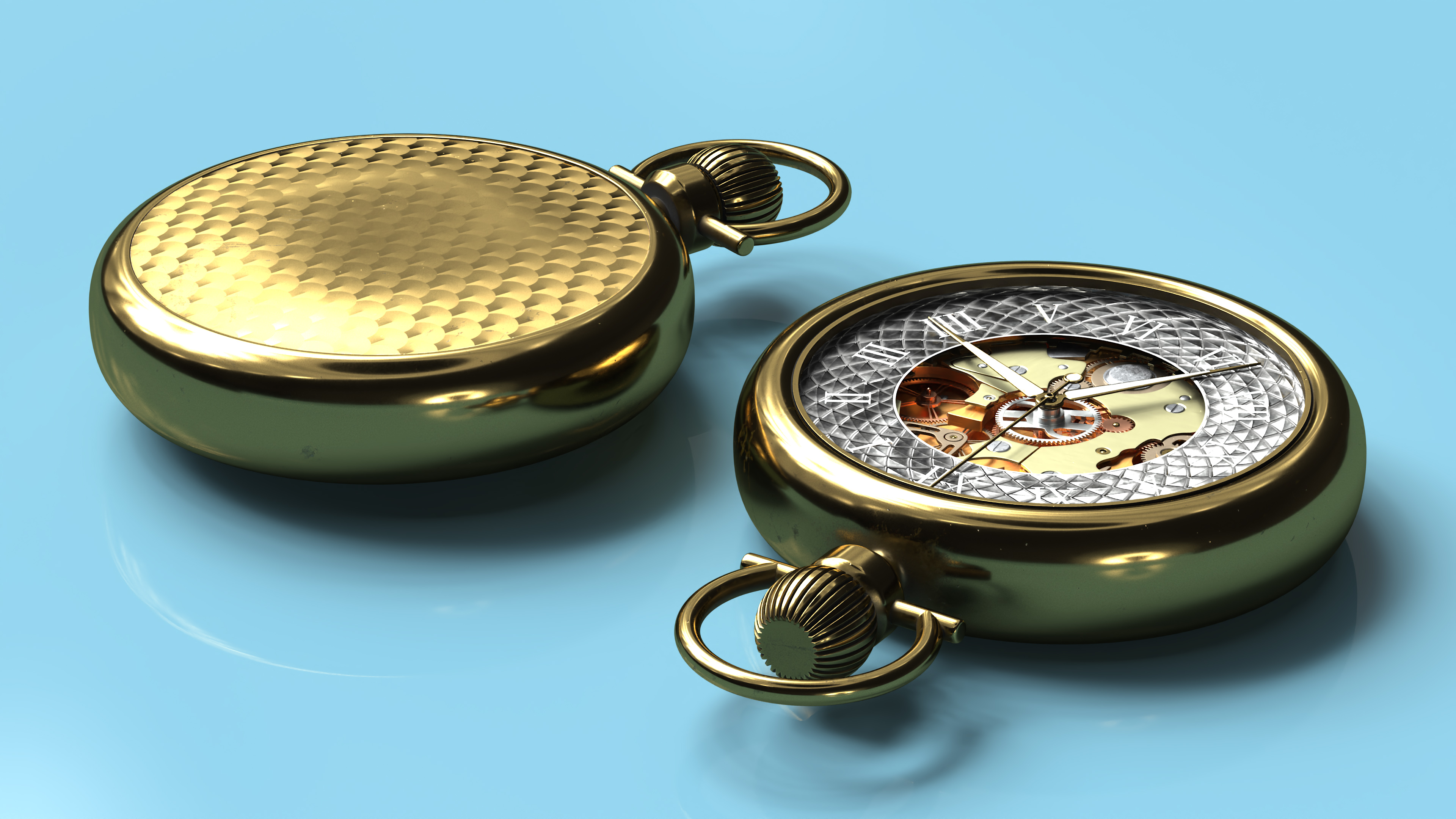 Gold Antique Pocket Watch Animated 3D model