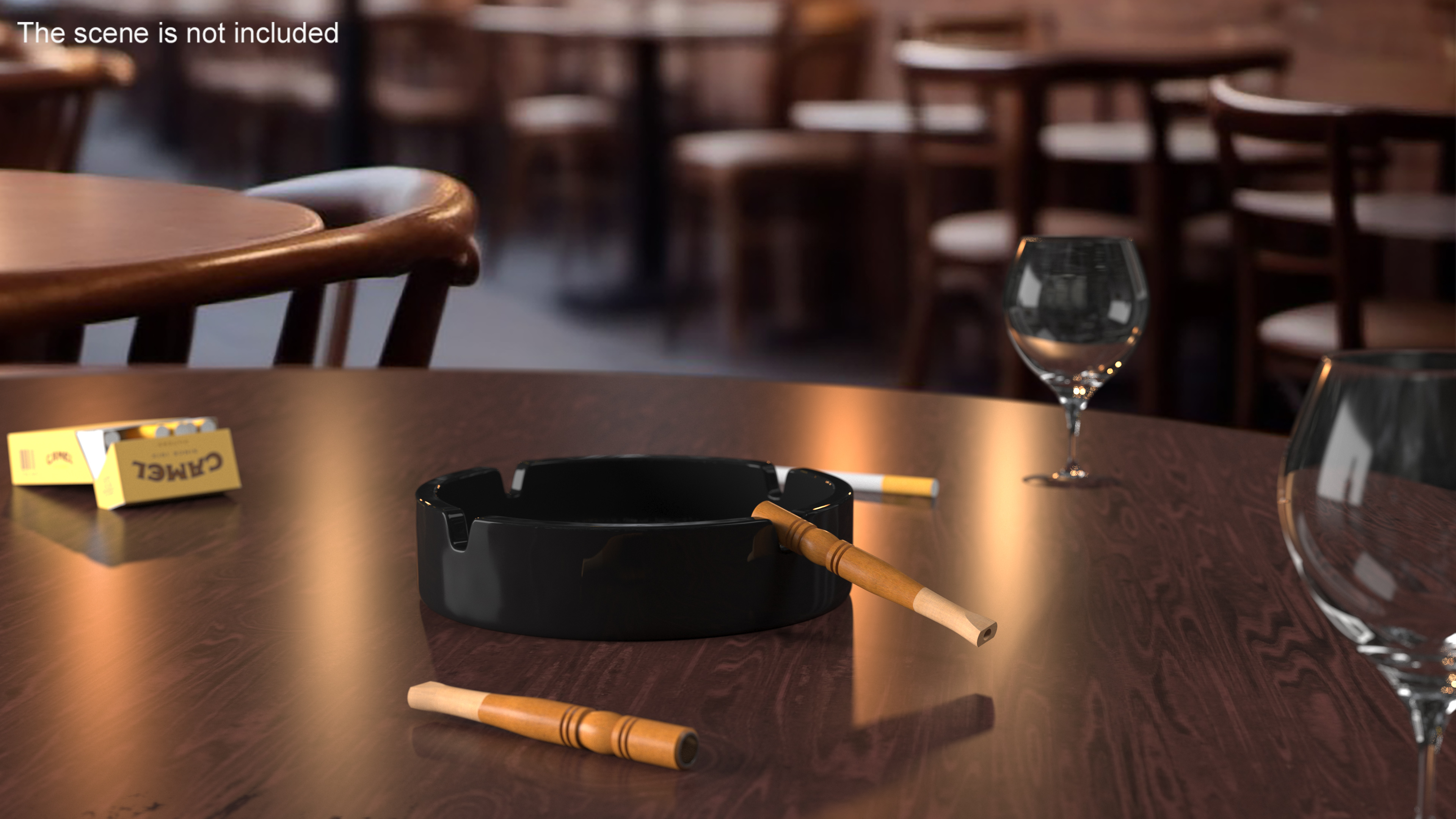 Cigarette Holder Dark Wood Short 3D