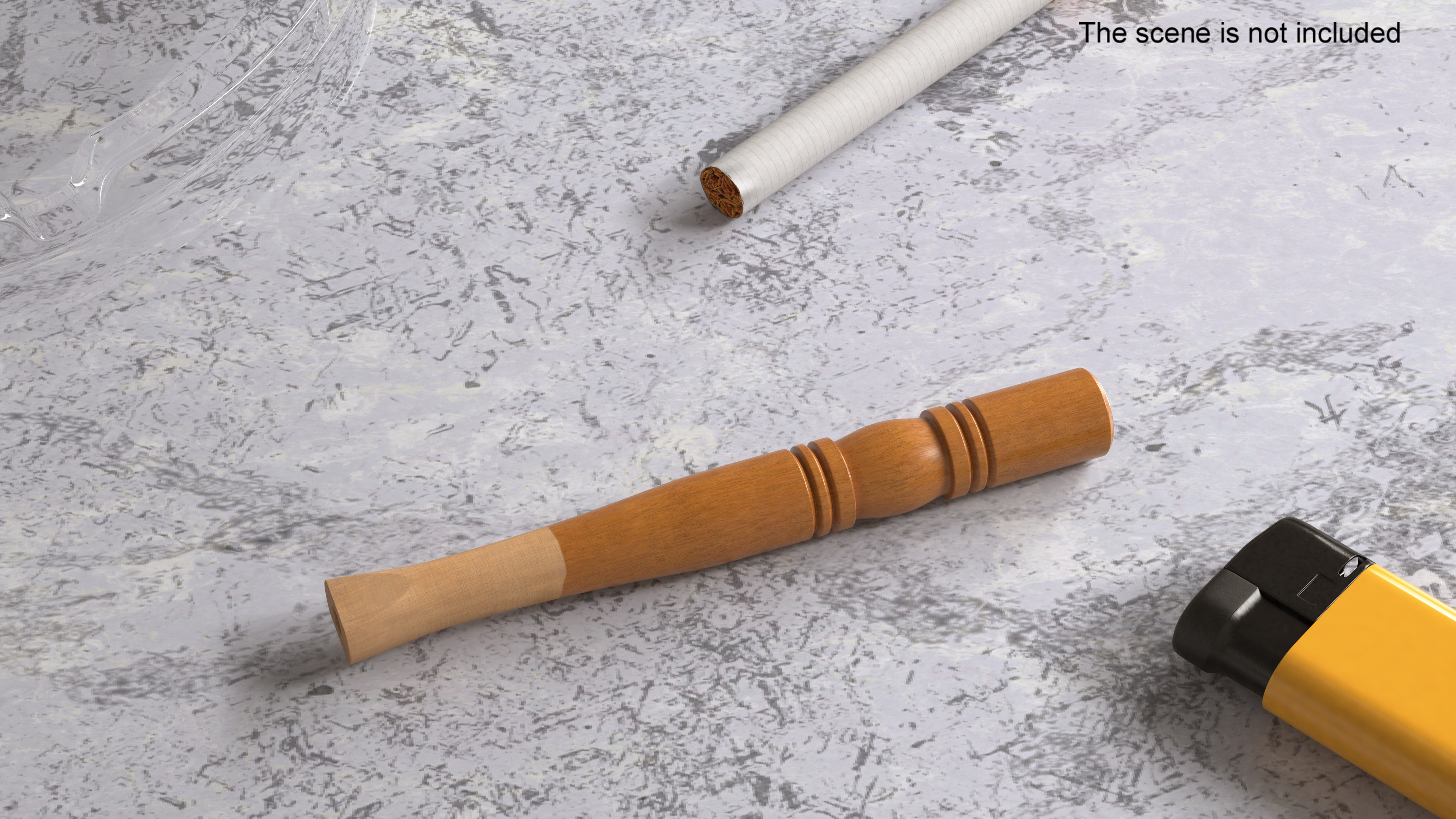 Cigarette Holder Dark Wood Short 3D