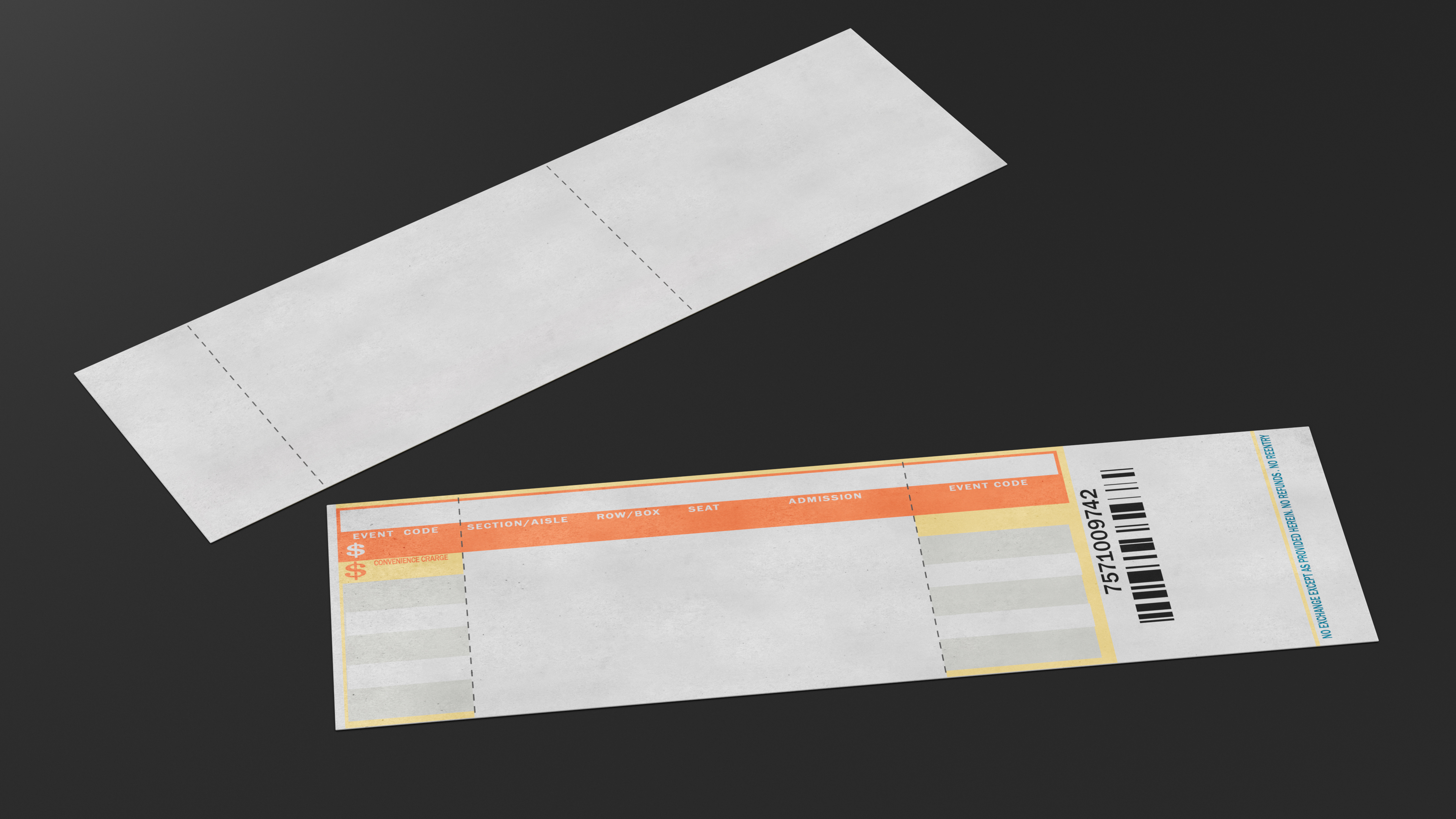 3D Event Admission Blank Ticket model