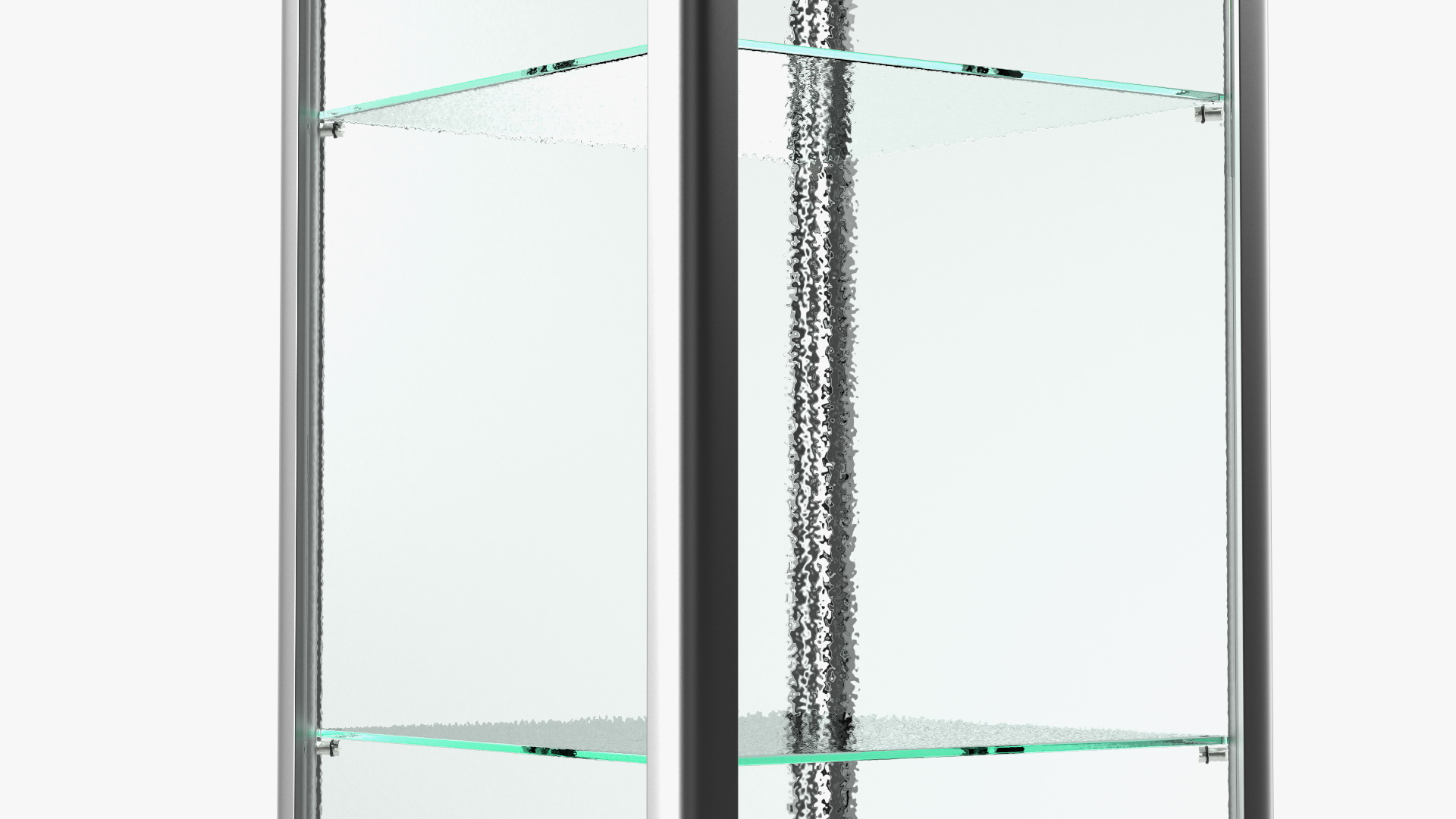 Glass Display Case Narrow Silver 3D