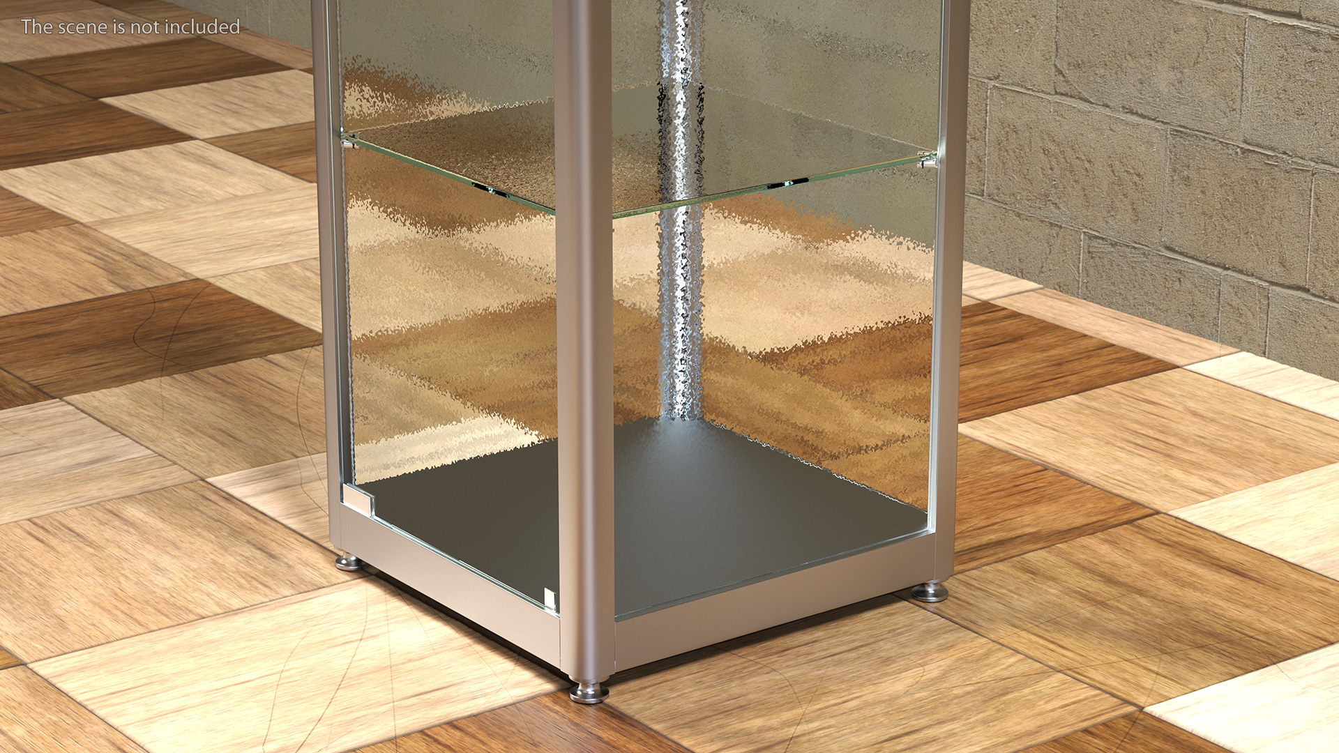 Glass Display Case Narrow Silver 3D