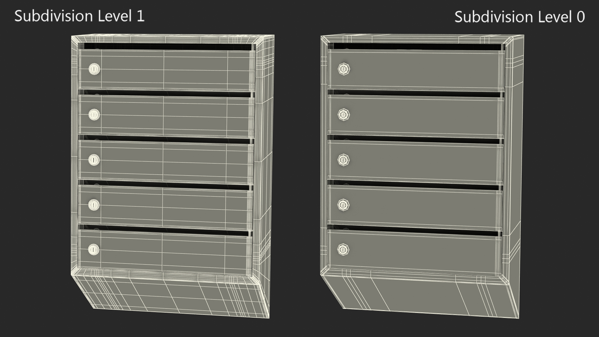 3D model Five Apartment Mailboxes Block