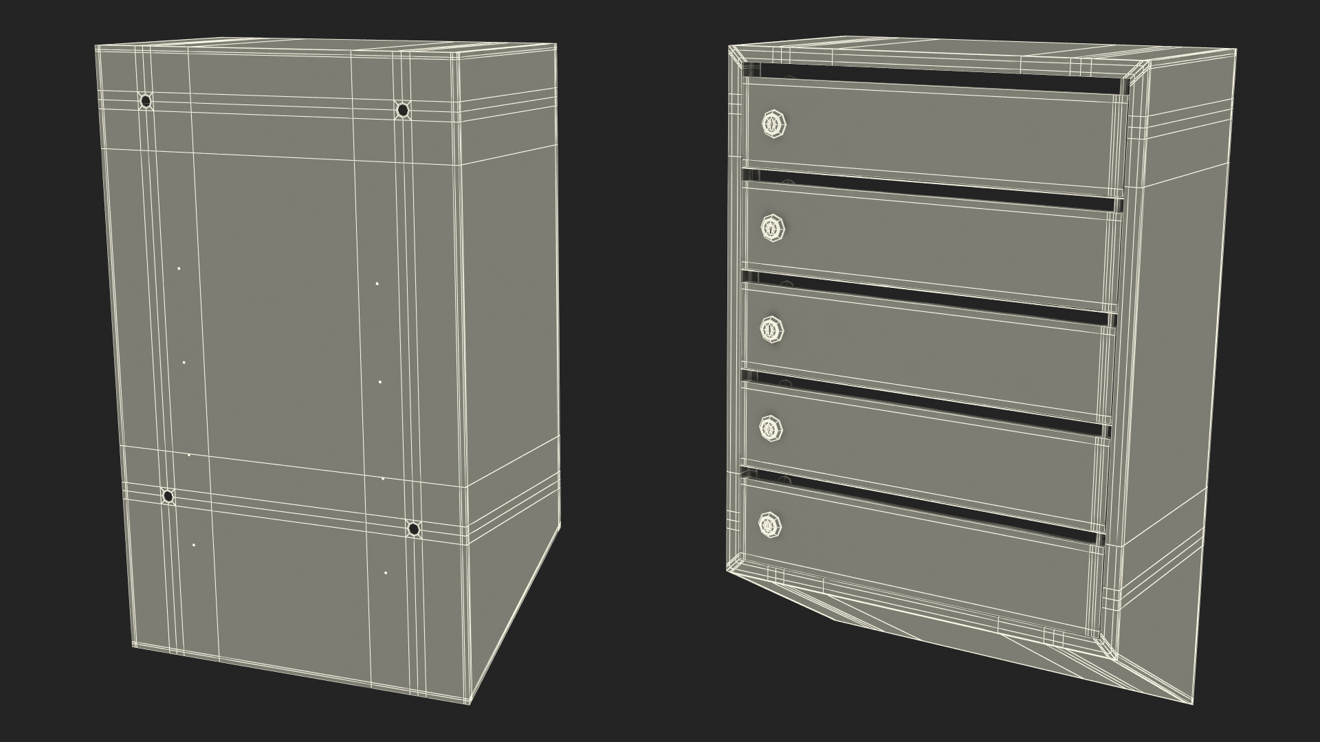 3D model Five Apartment Mailboxes Block