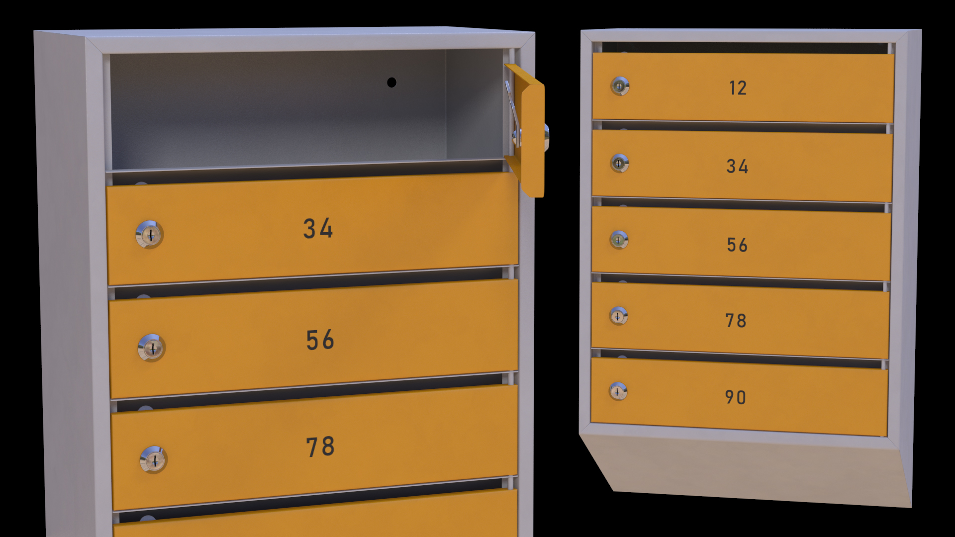 3D model Five Apartment Mailboxes Block