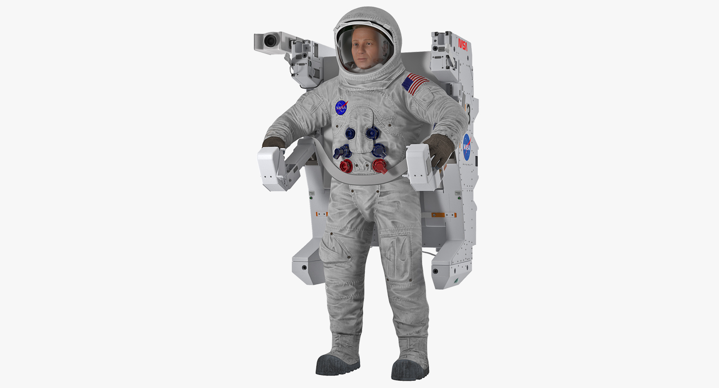 3D model Astronaut in Spacesuit A7L with Manned Maneuvering Unit