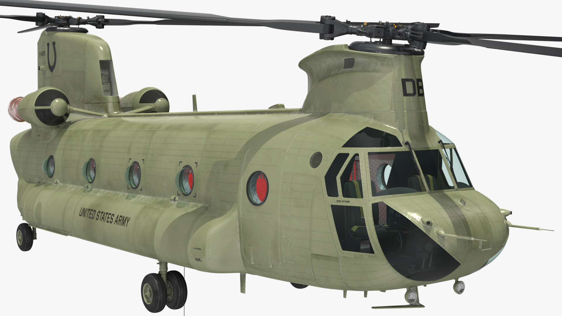 3D US Army Transport Helicopter With Howitzer M777 155mm model