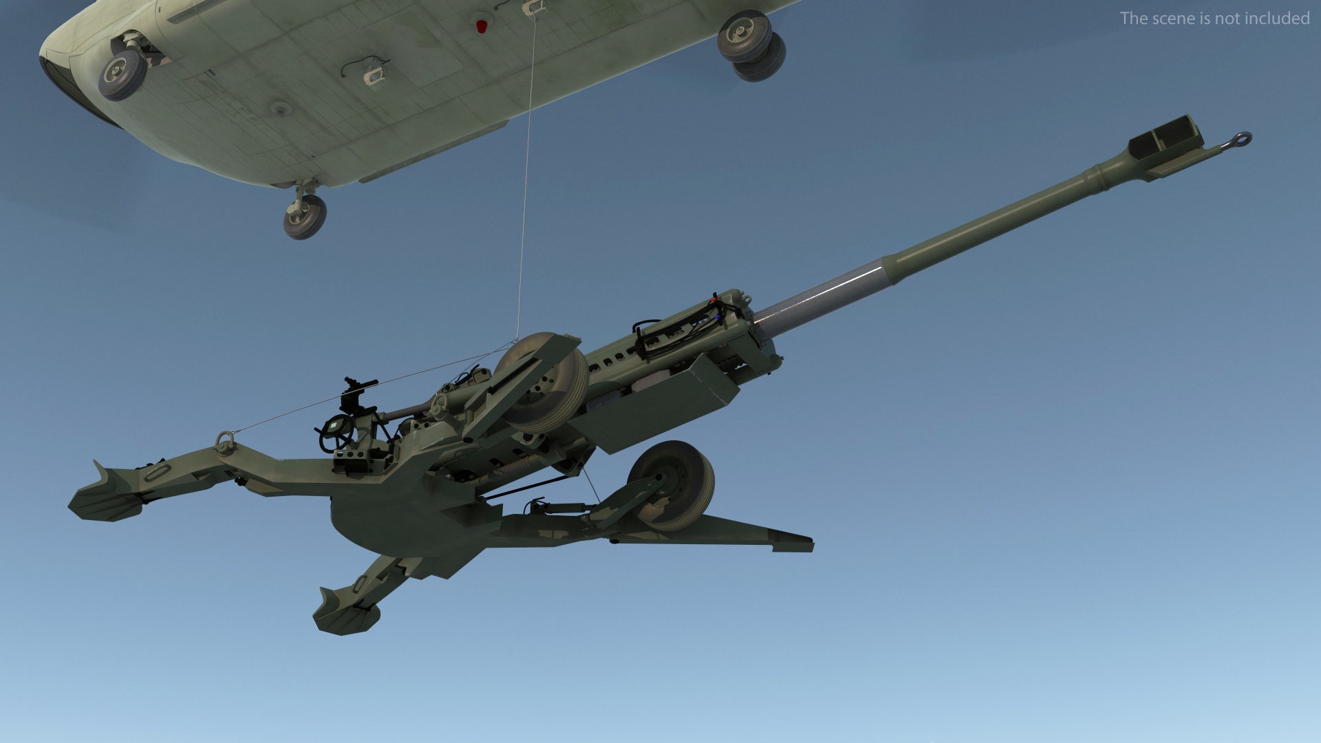 3D US Army Transport Helicopter With Howitzer M777 155mm model