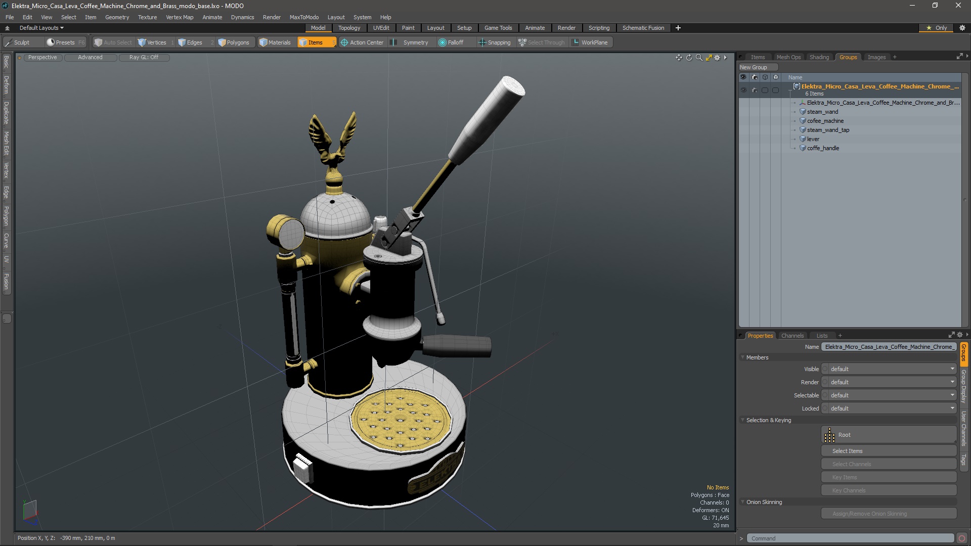 3D model Elektra Micro Casa Leva Coffee Machine Chrome and Brass