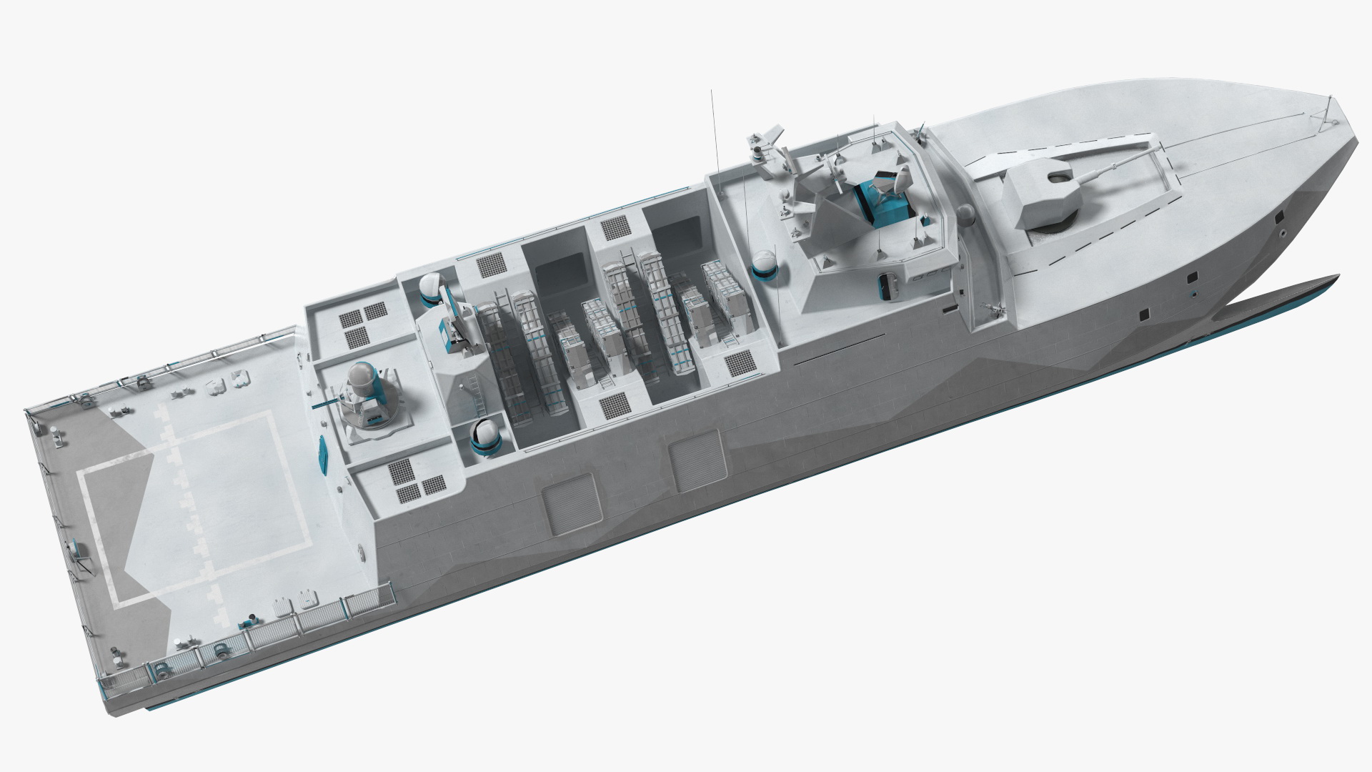 3D Catamaran Stealth Corvette Ship