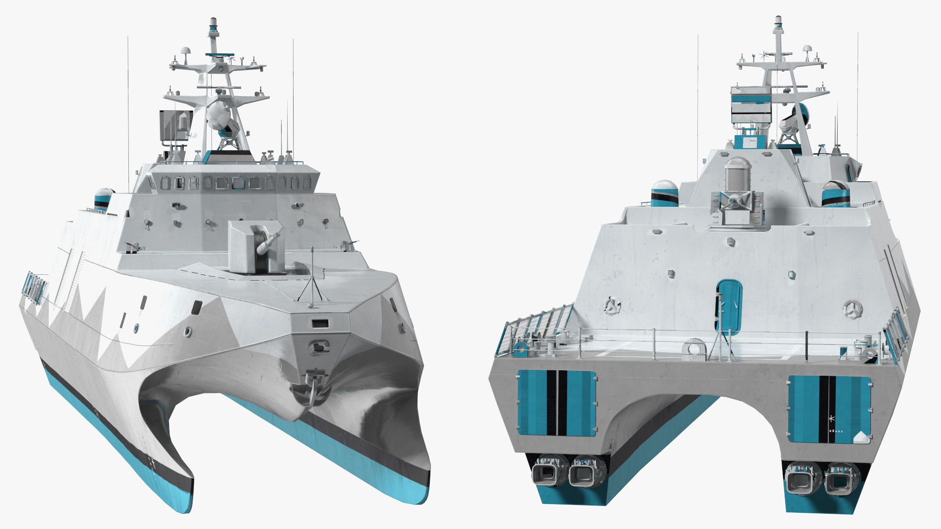 3D Catamaran Stealth Corvette Ship