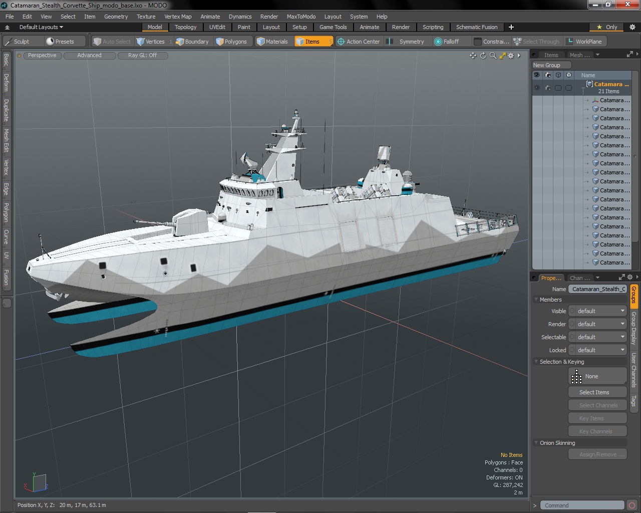 3D Catamaran Stealth Corvette Ship