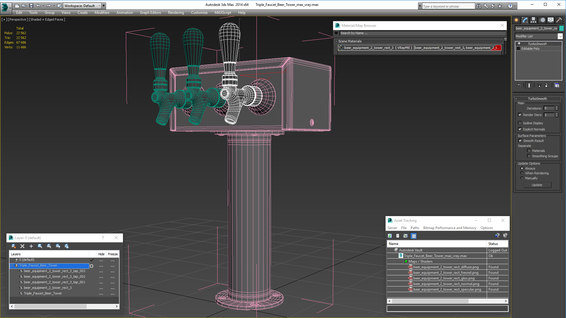 Triple Faucet Beer Tower 3D model