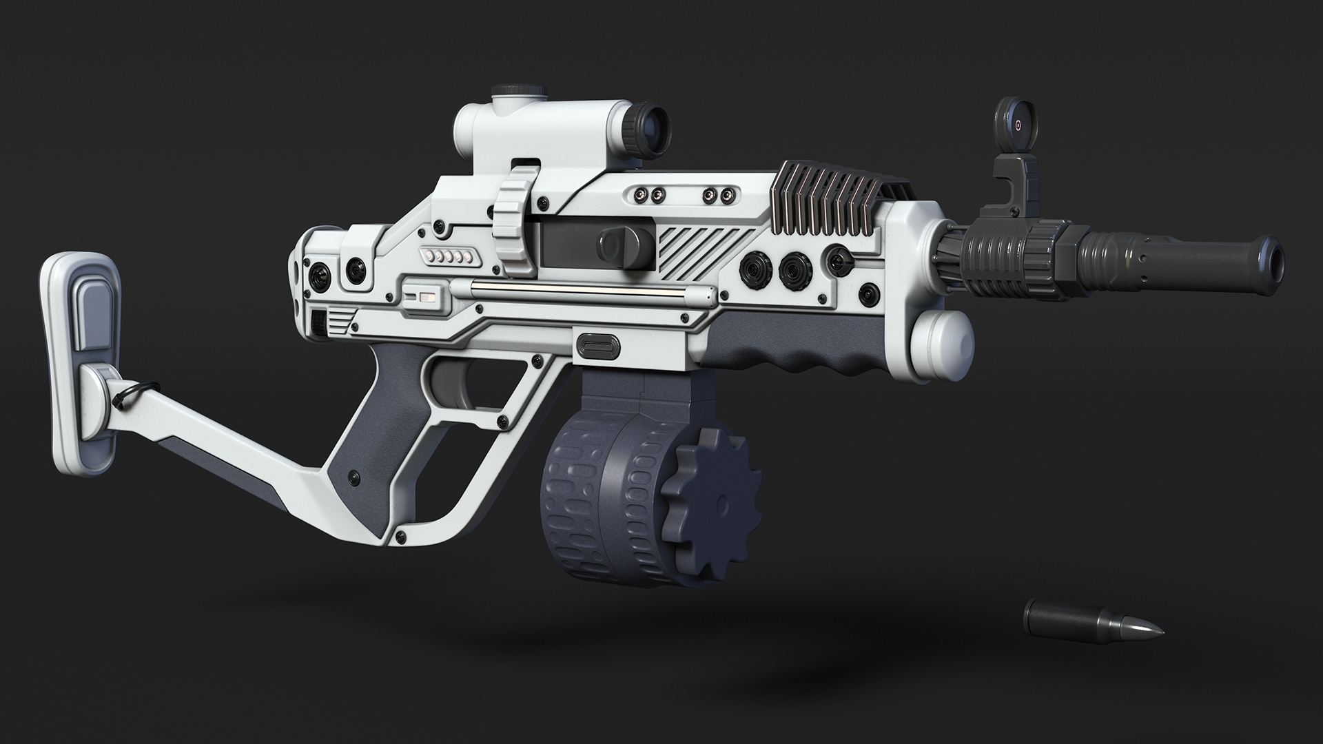 3D Futuristic Rifle with Bullet model