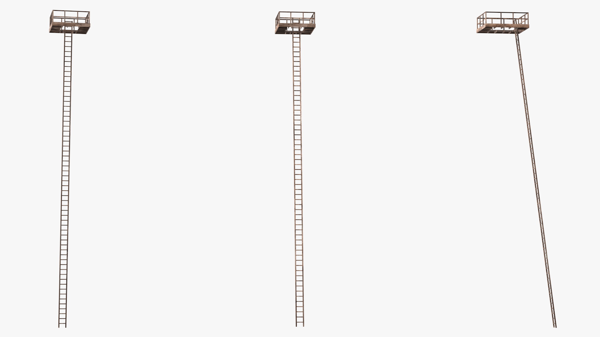 3D Old Platform with Ladder Wooden