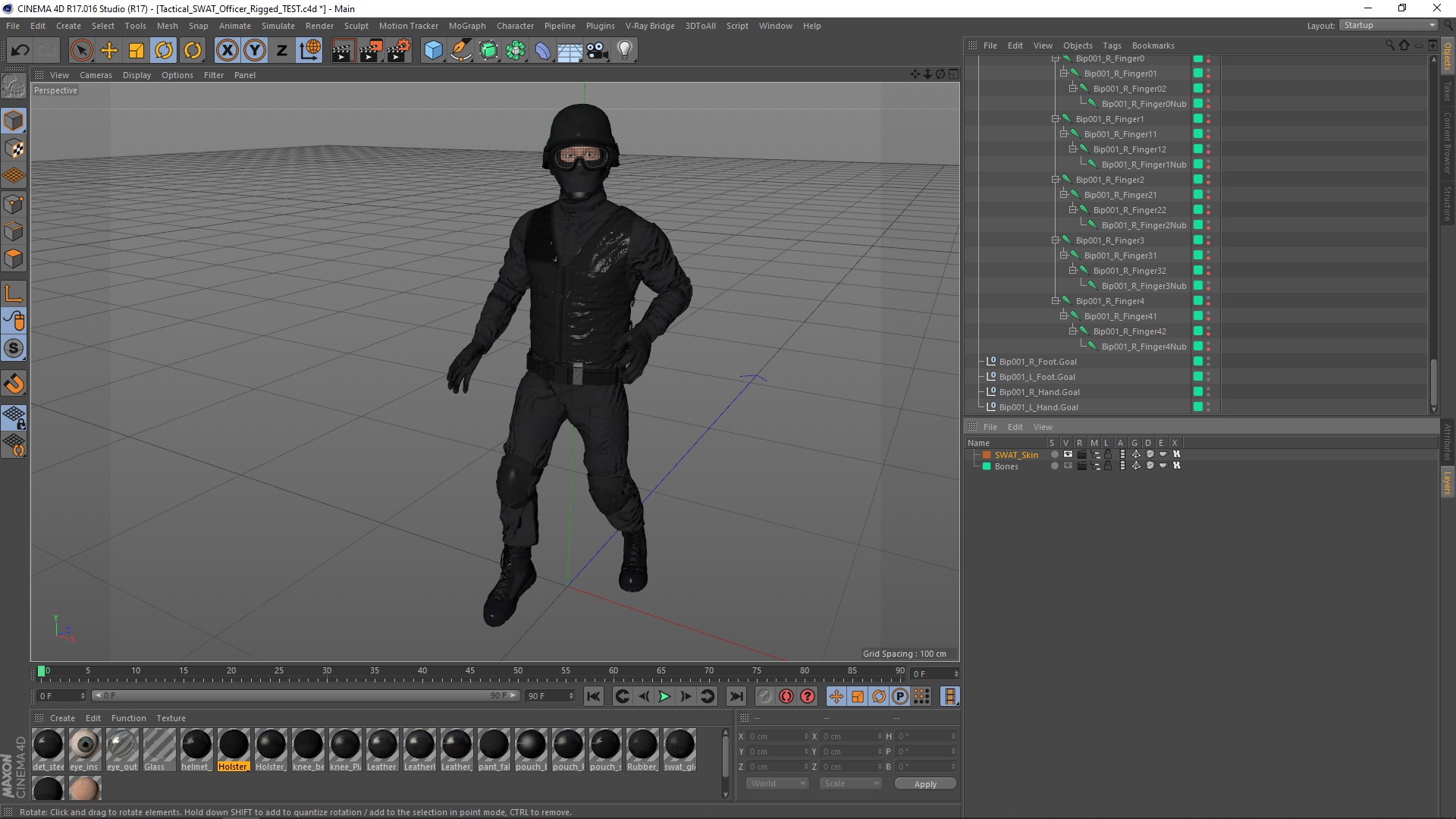 Tactical SWAT Officer Rigged for Cinema 4D 3D