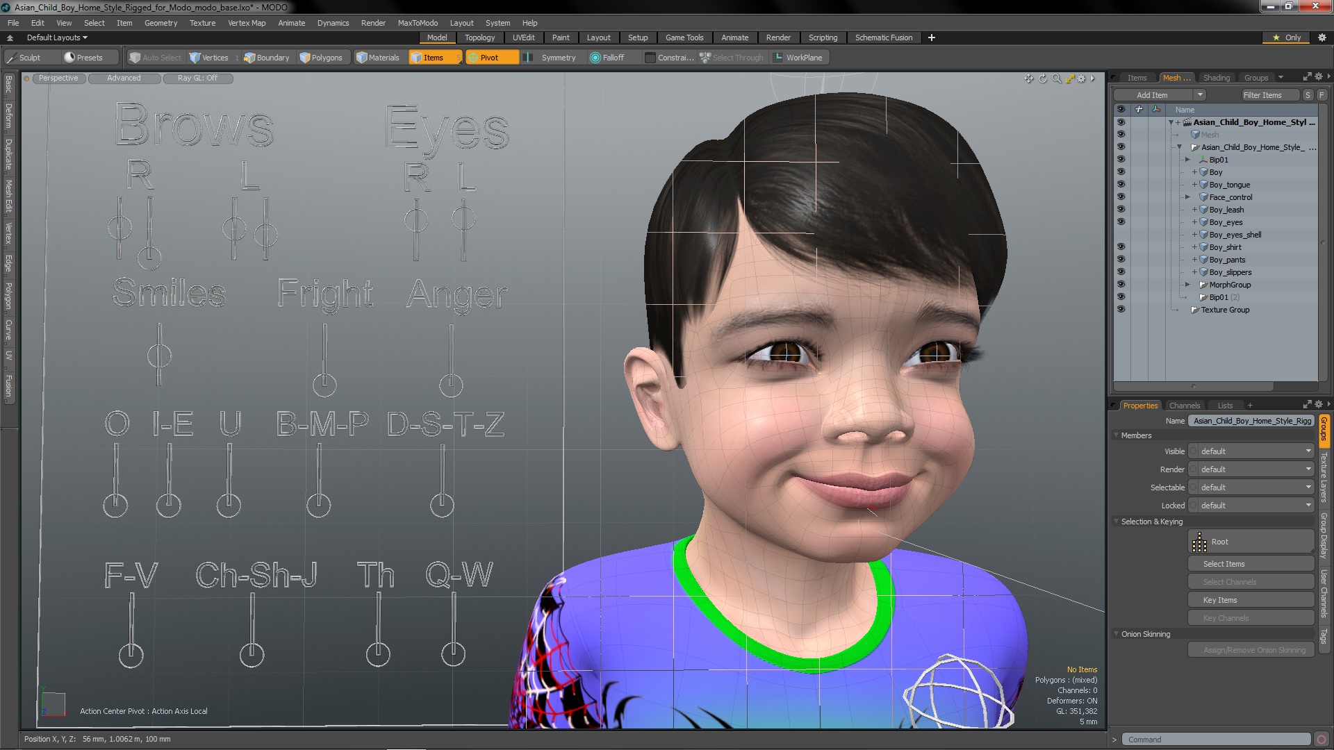 Asian Child Boy Home Style Rigged for Modo 3D