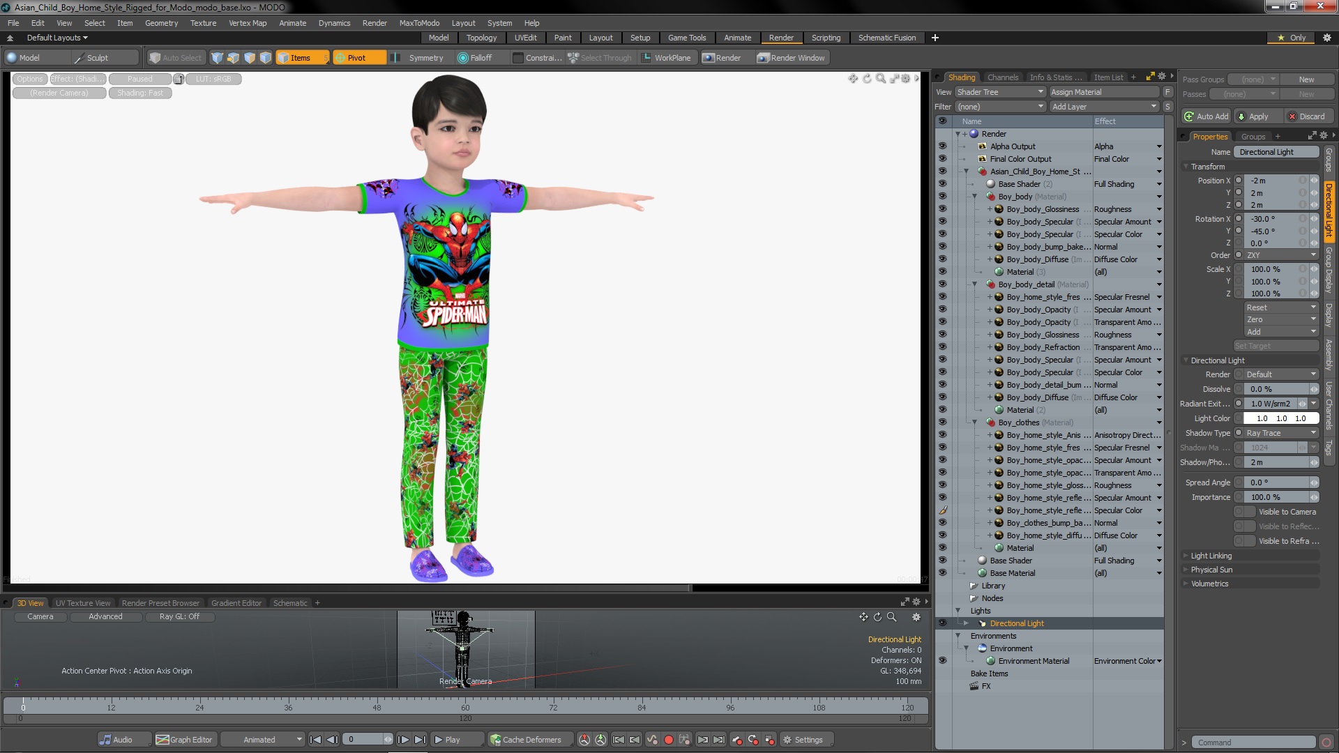 Asian Child Boy Home Style Rigged for Modo 3D