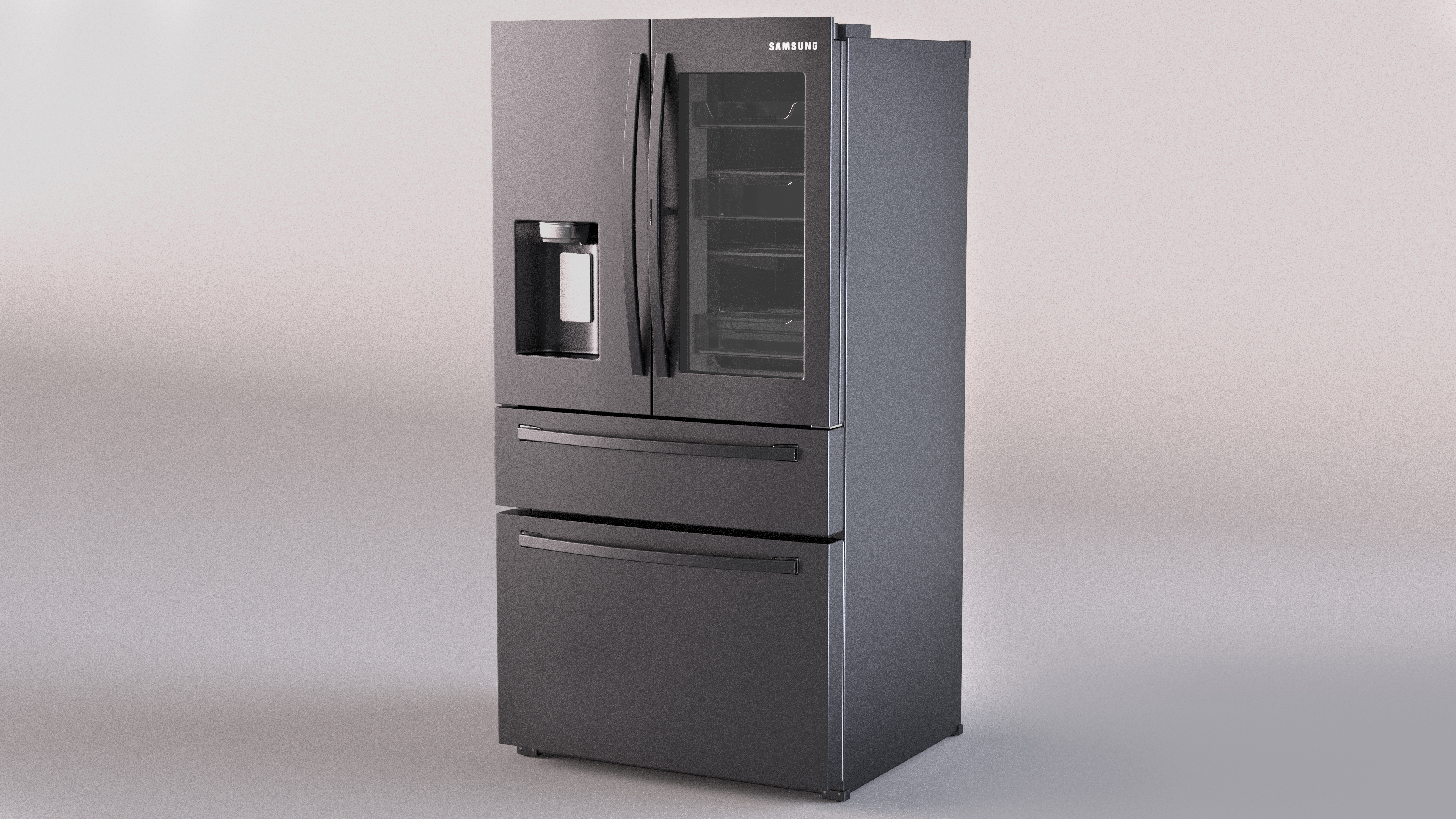 French Door Refrigerator Samsung Black Stainless Steel 3D model