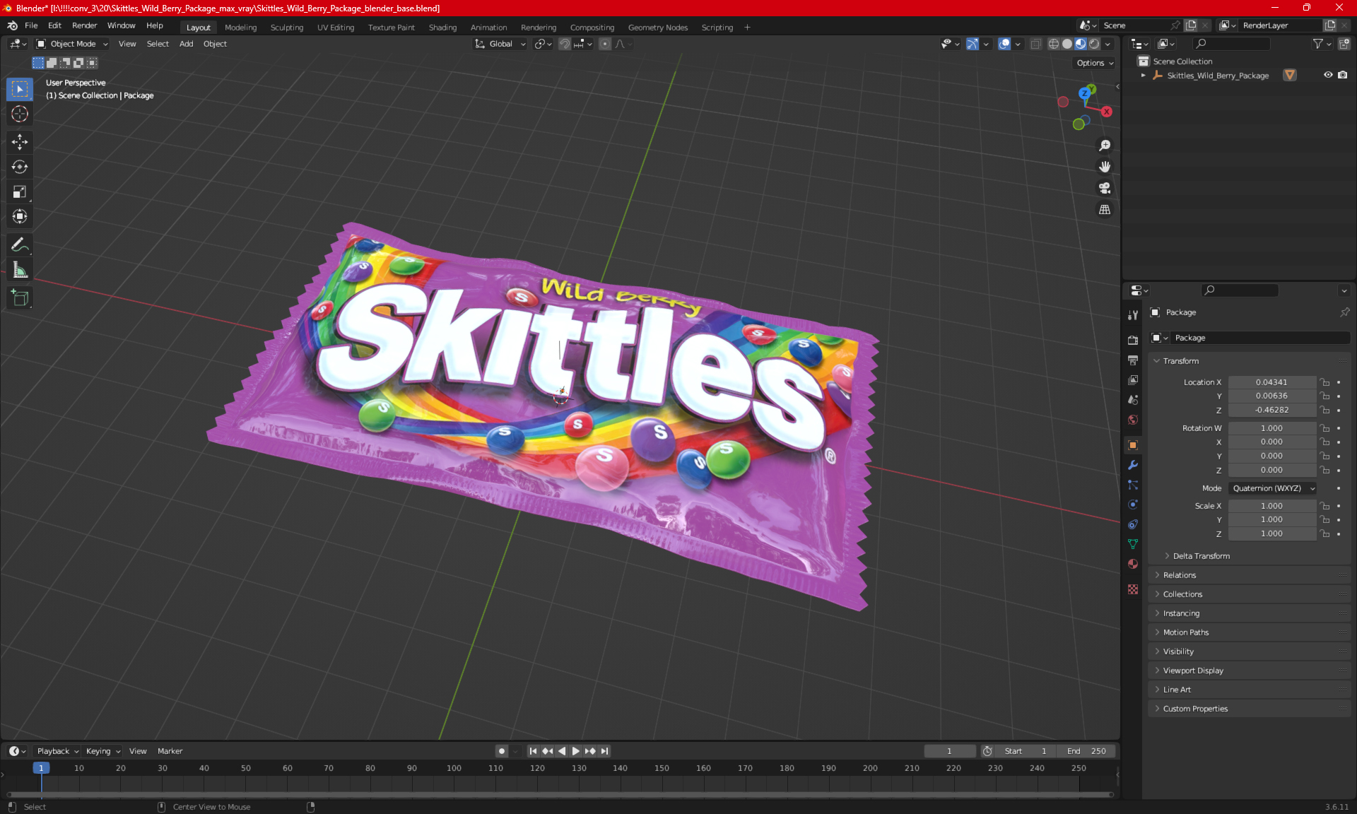 Skittles Wild Berry Package 3D