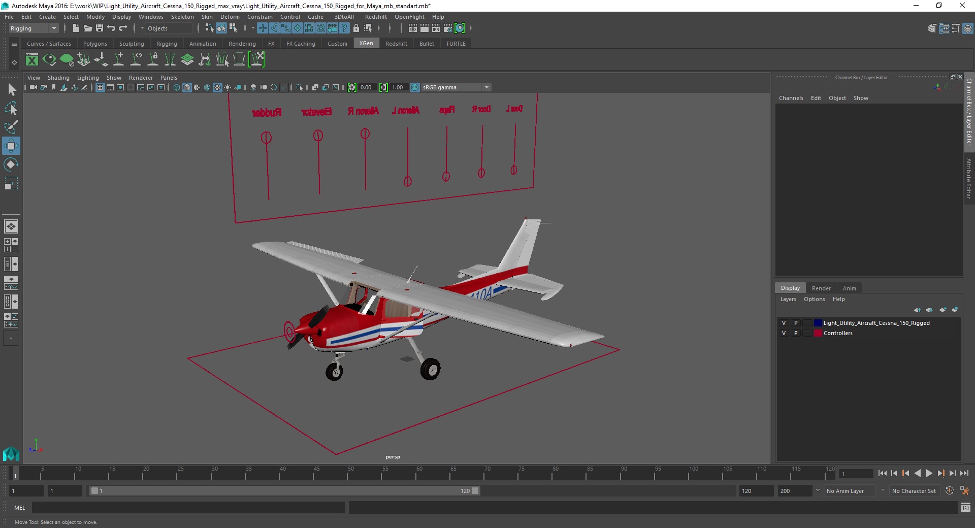 Light Utility Aircraft Cessna 150 Rigged for Maya 3D model