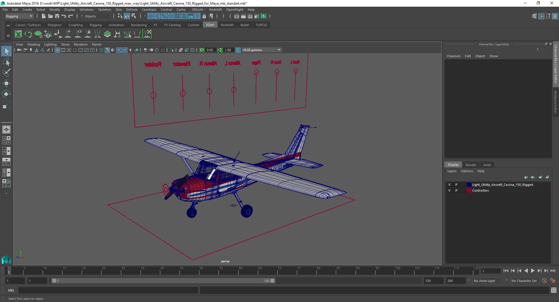 Light Utility Aircraft Cessna 150 Rigged for Maya 3D model