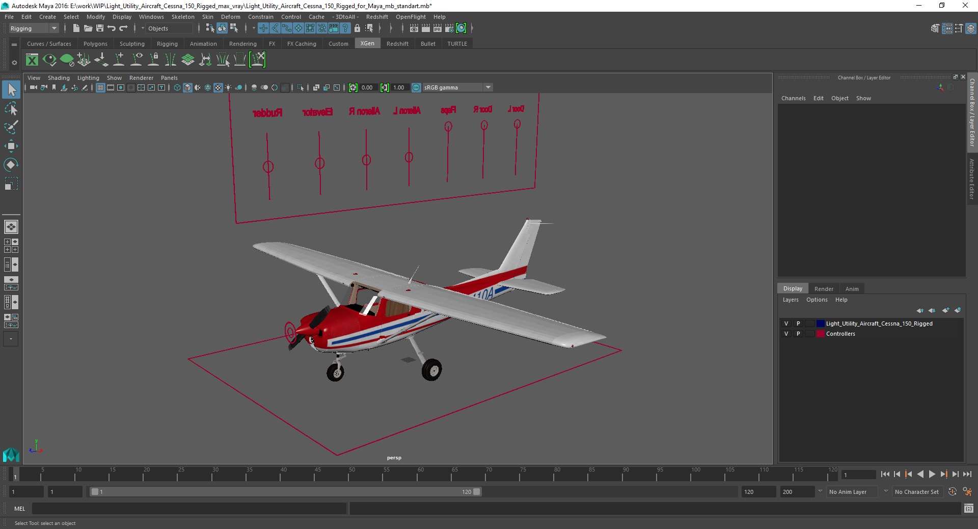 Light Utility Aircraft Cessna 150 Rigged for Maya 3D model