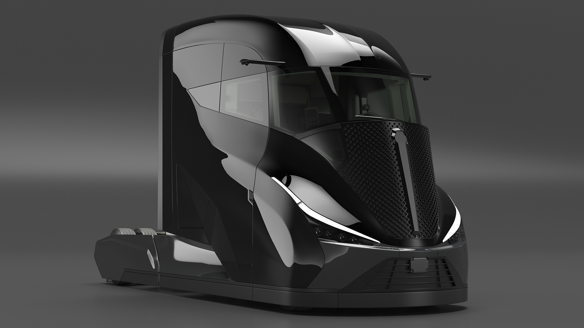 3D model Futuristic Modern Truck Black without Trailer