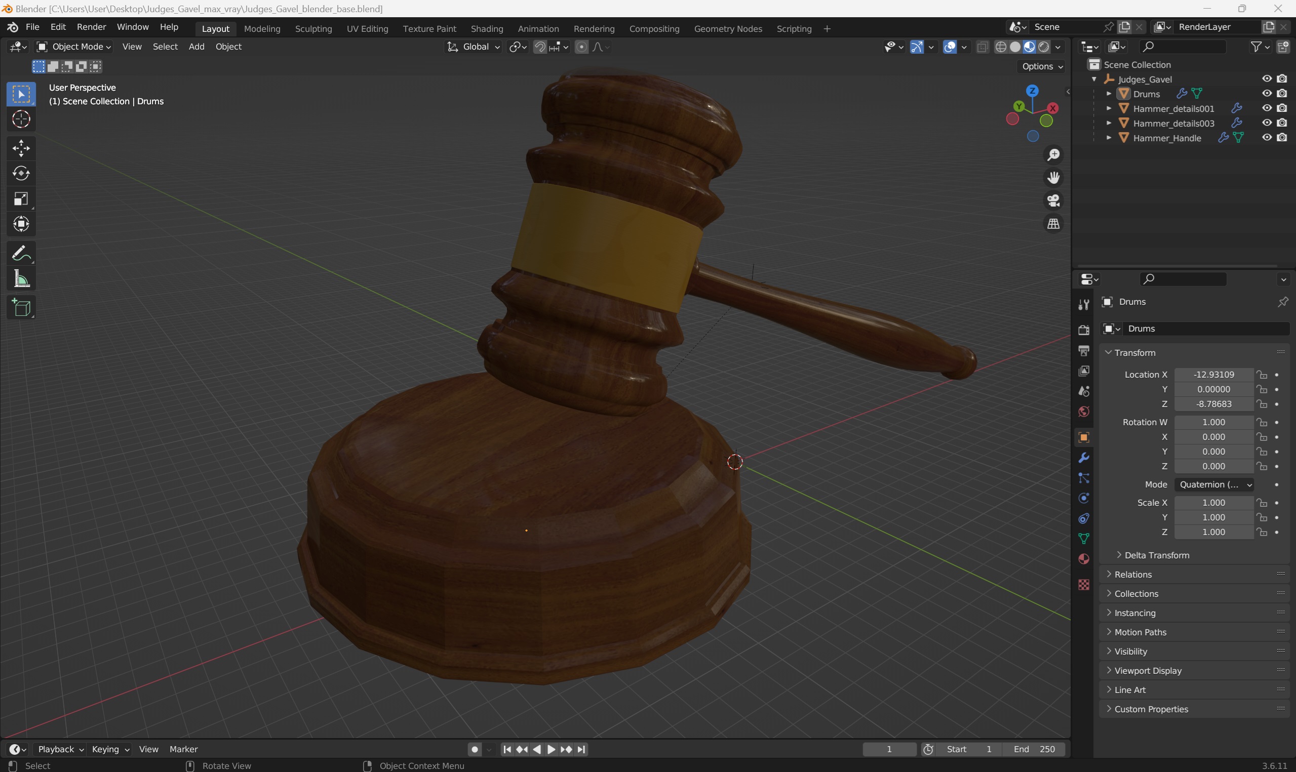 Judges Gavel 3D