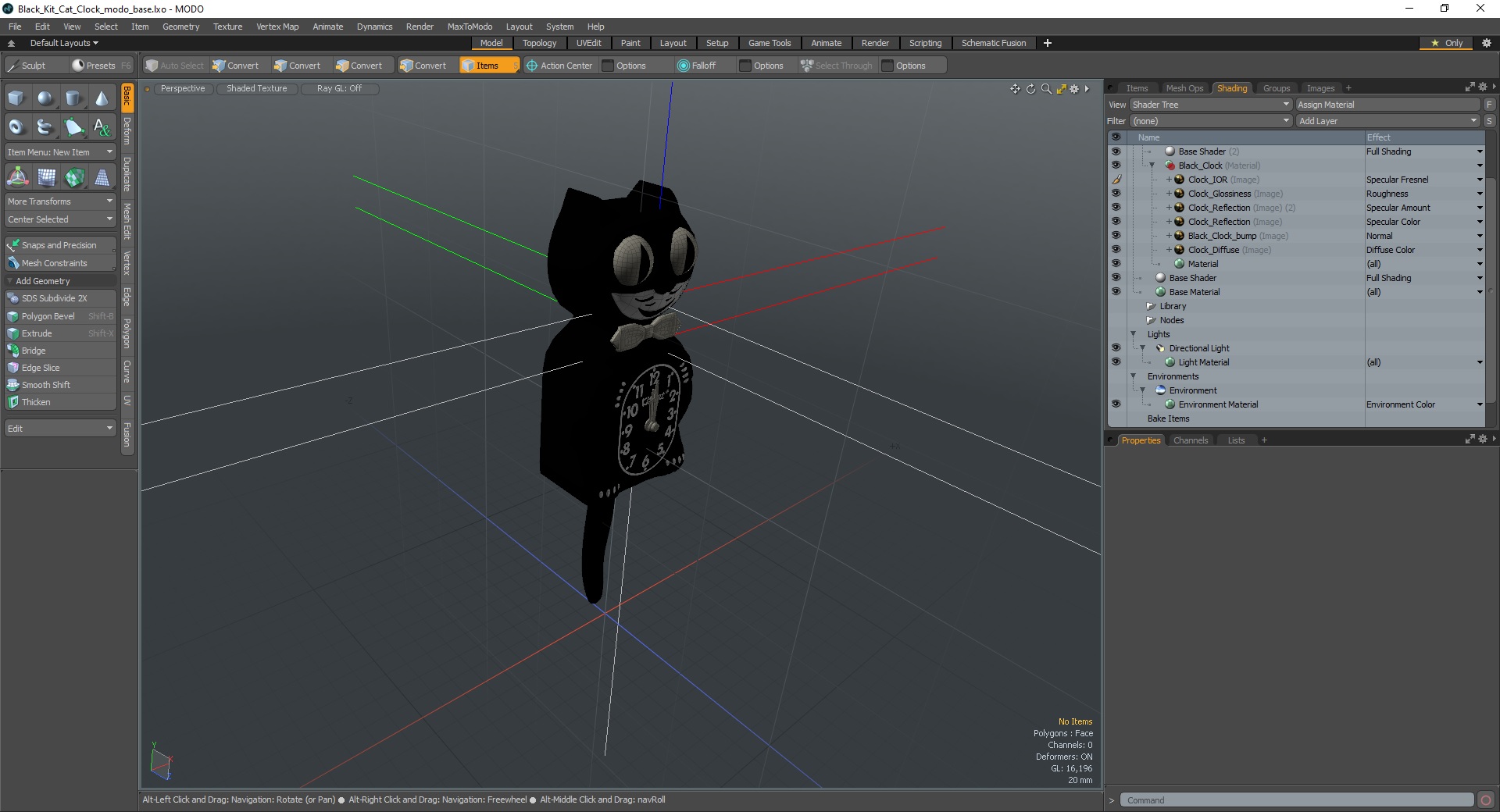 Black Kit Cat Clock 3D model