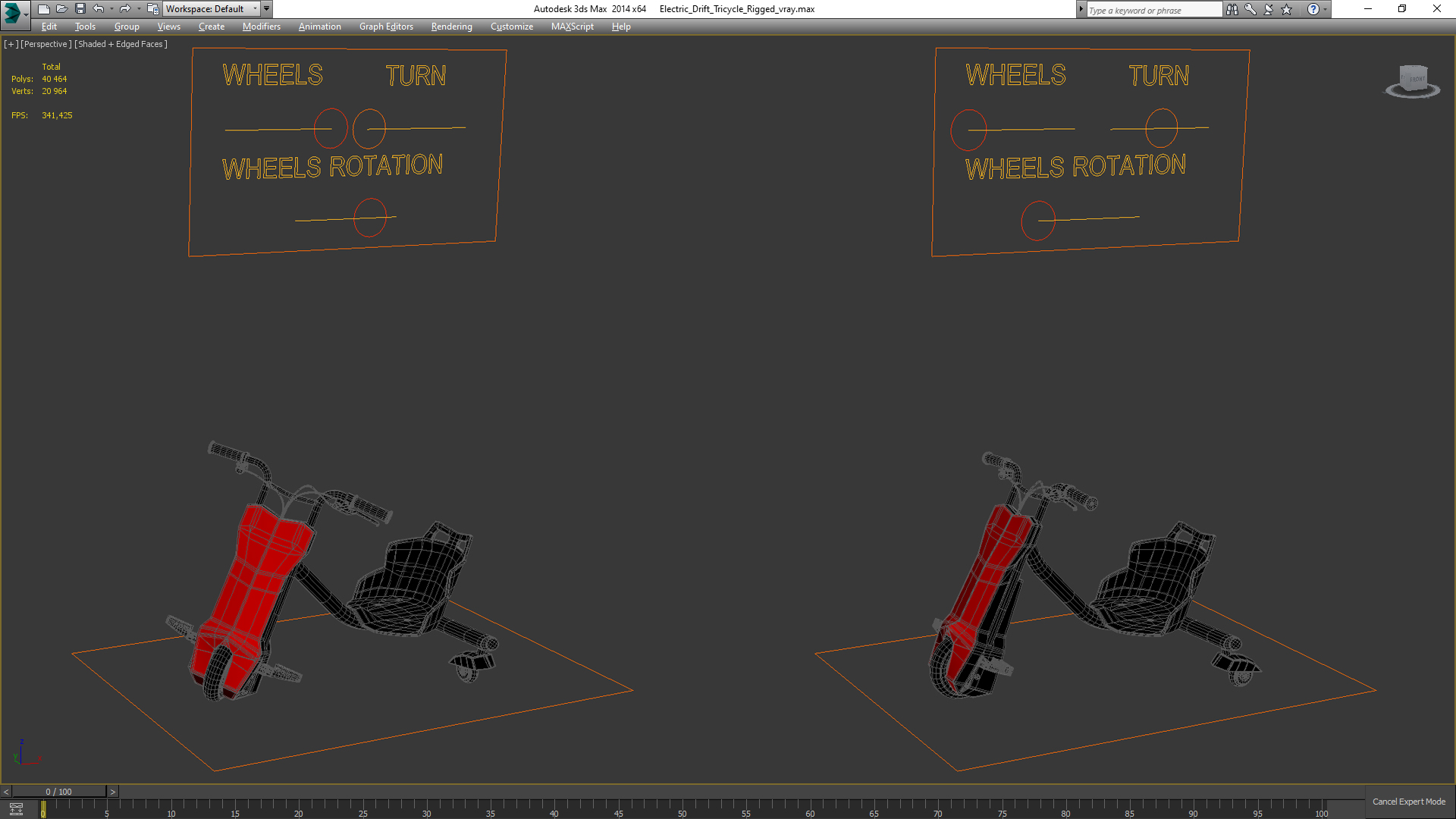 3D model Electric Drift Tricycle Rigged