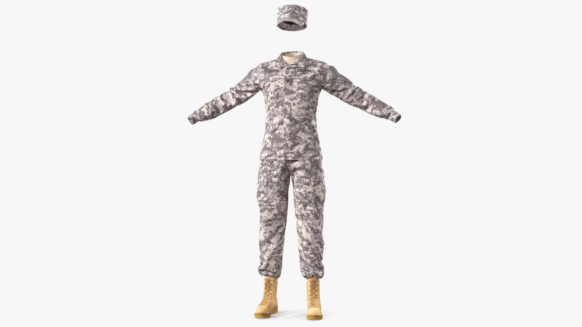 3D Female US Soldier Military ACU Uniform model