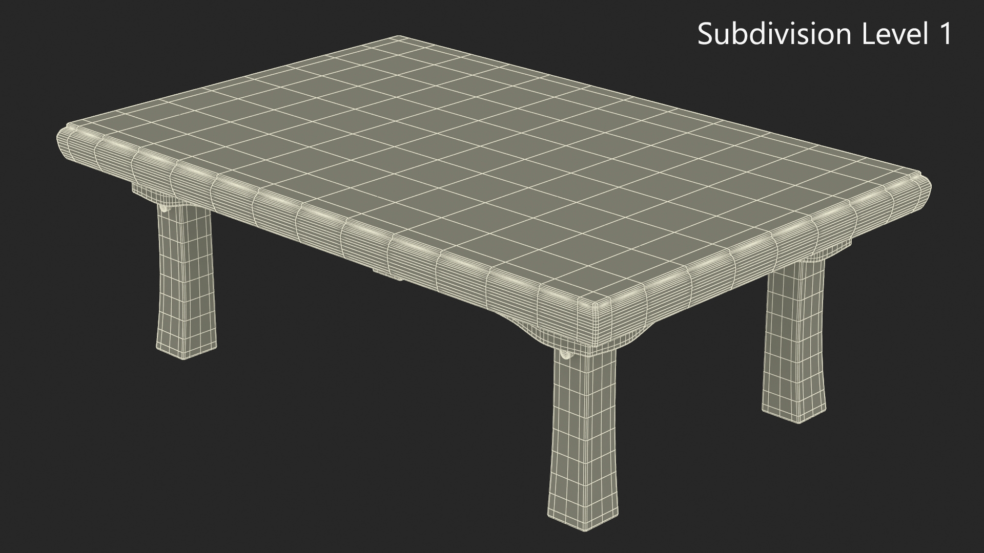 3D Floor Low Tea Table Red model