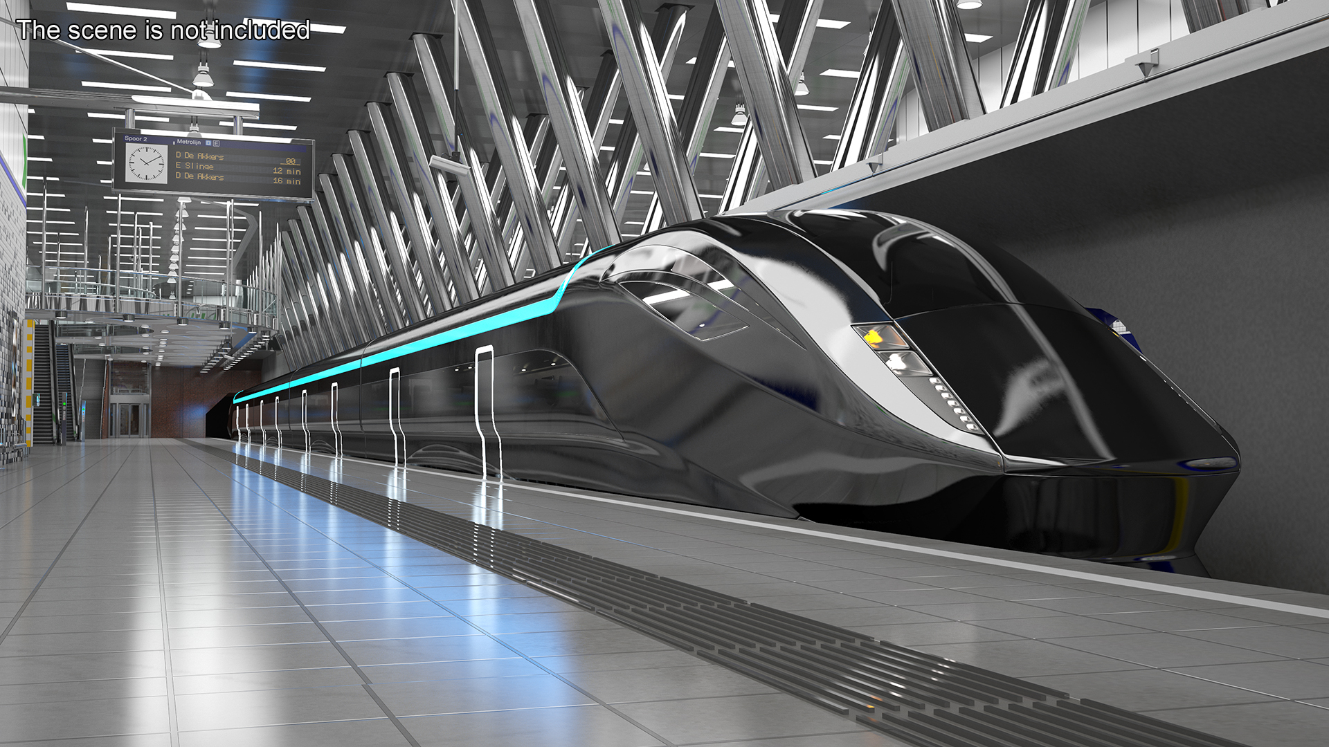 3D Futuristic Passenger Train Grey