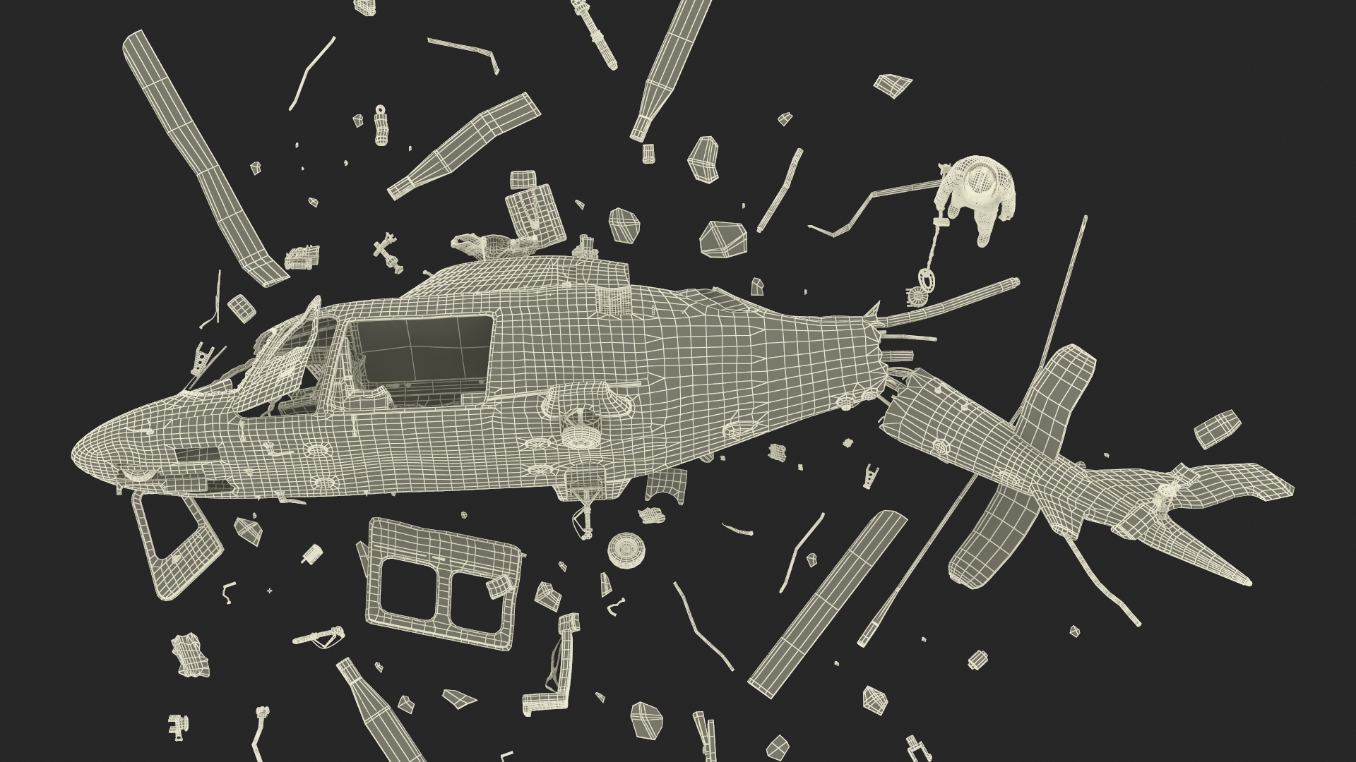 Вomb Disposal Expert Examines Wreckage Plane 3D model