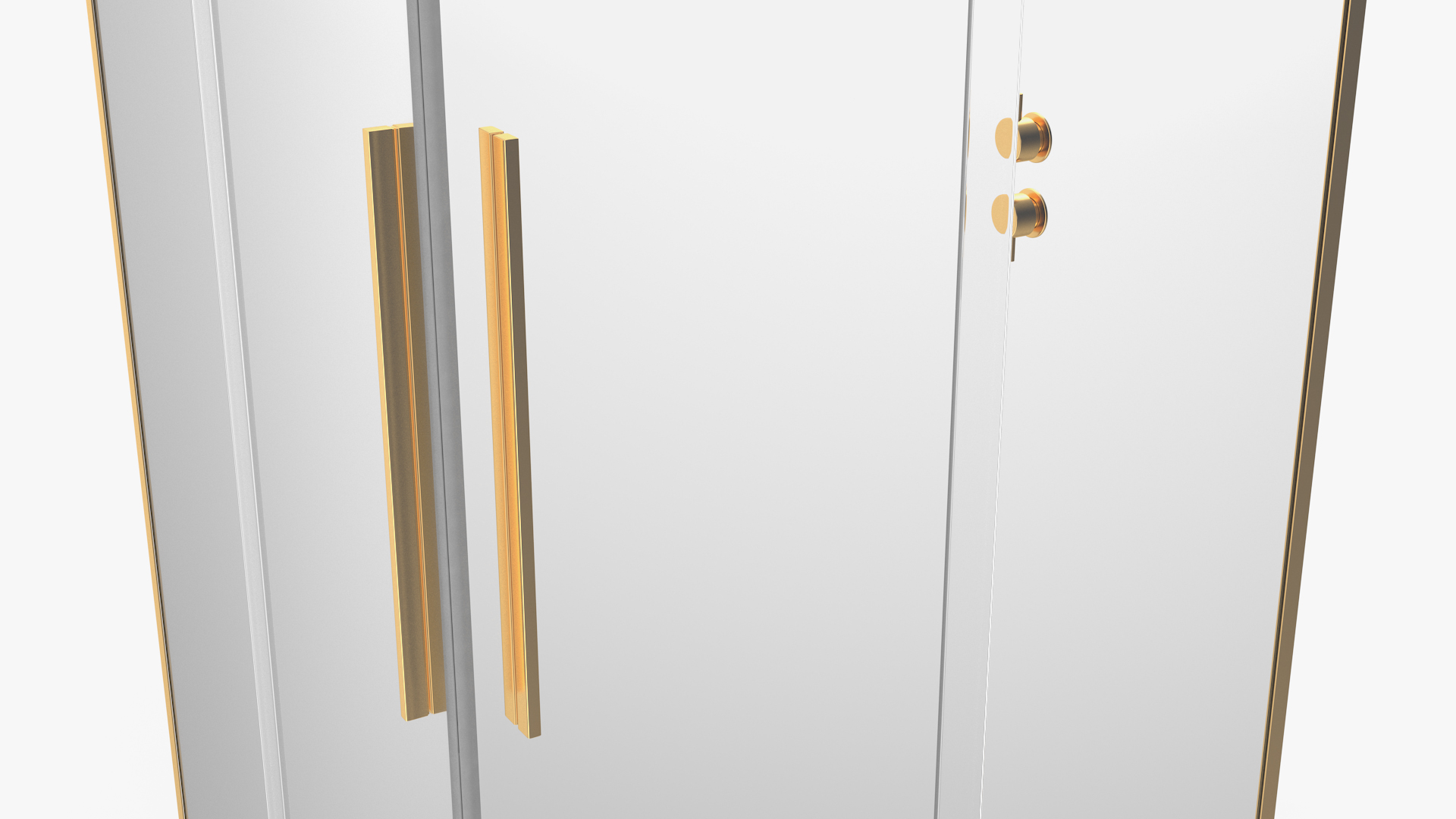 Crystal Shower Cabin Sliding Doors Gold 3D model