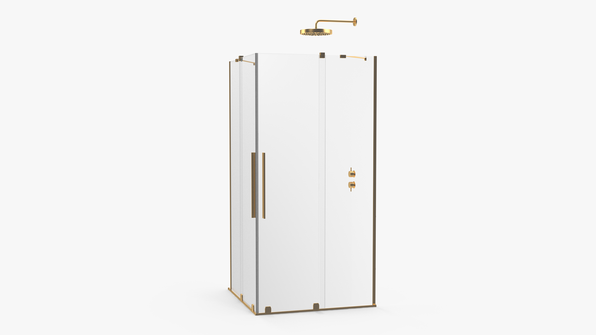 Crystal Shower Cabin Sliding Doors Gold 3D model