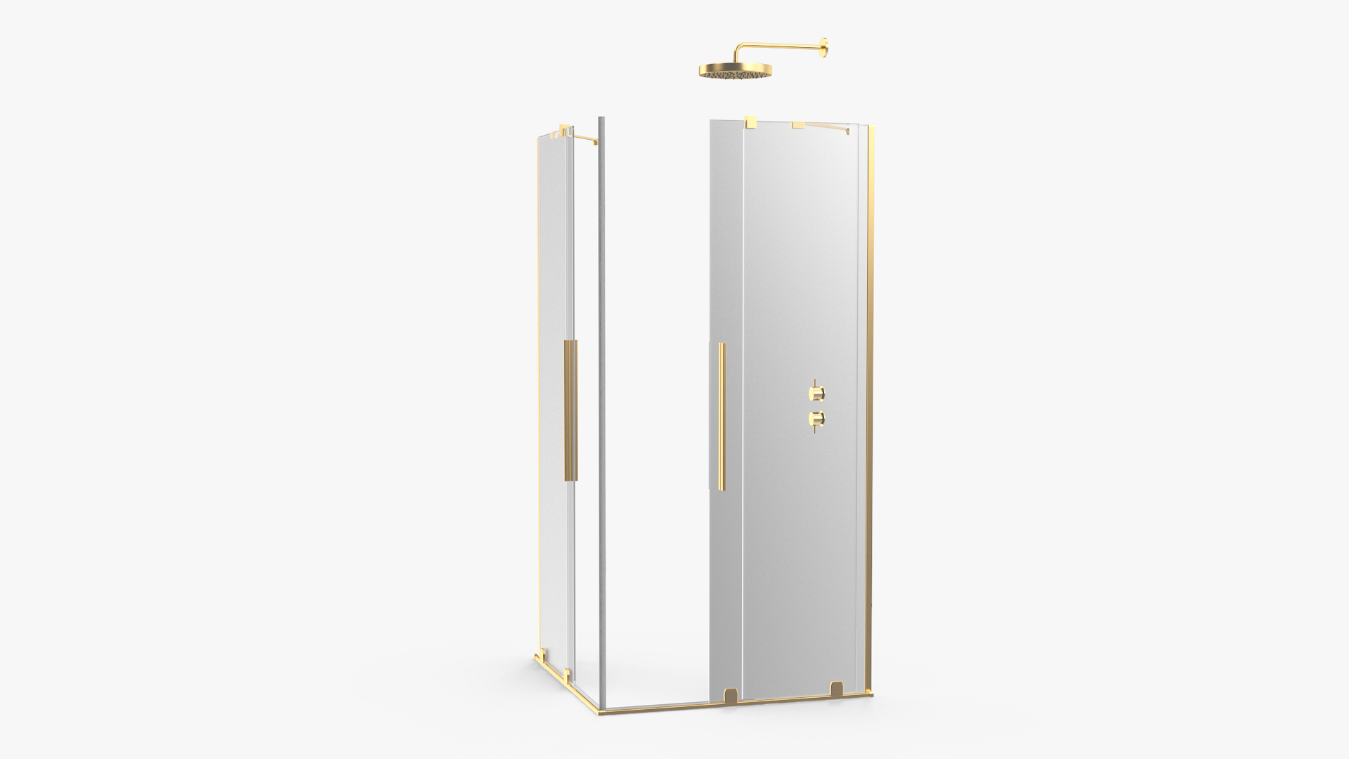 Crystal Shower Cabin Sliding Doors Gold 3D model