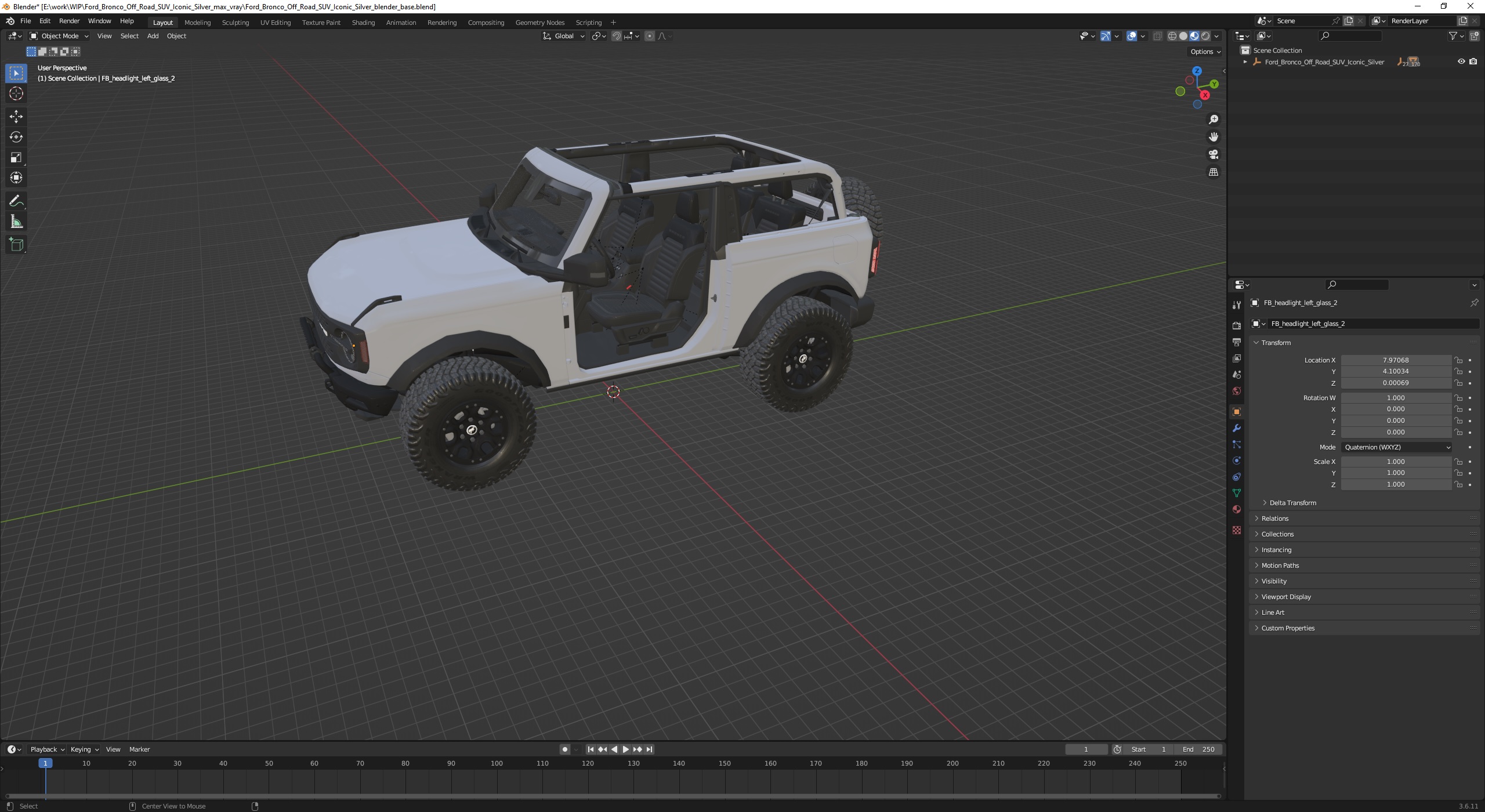 3D Ford Bronco Off Road SUV Iconic Silver model