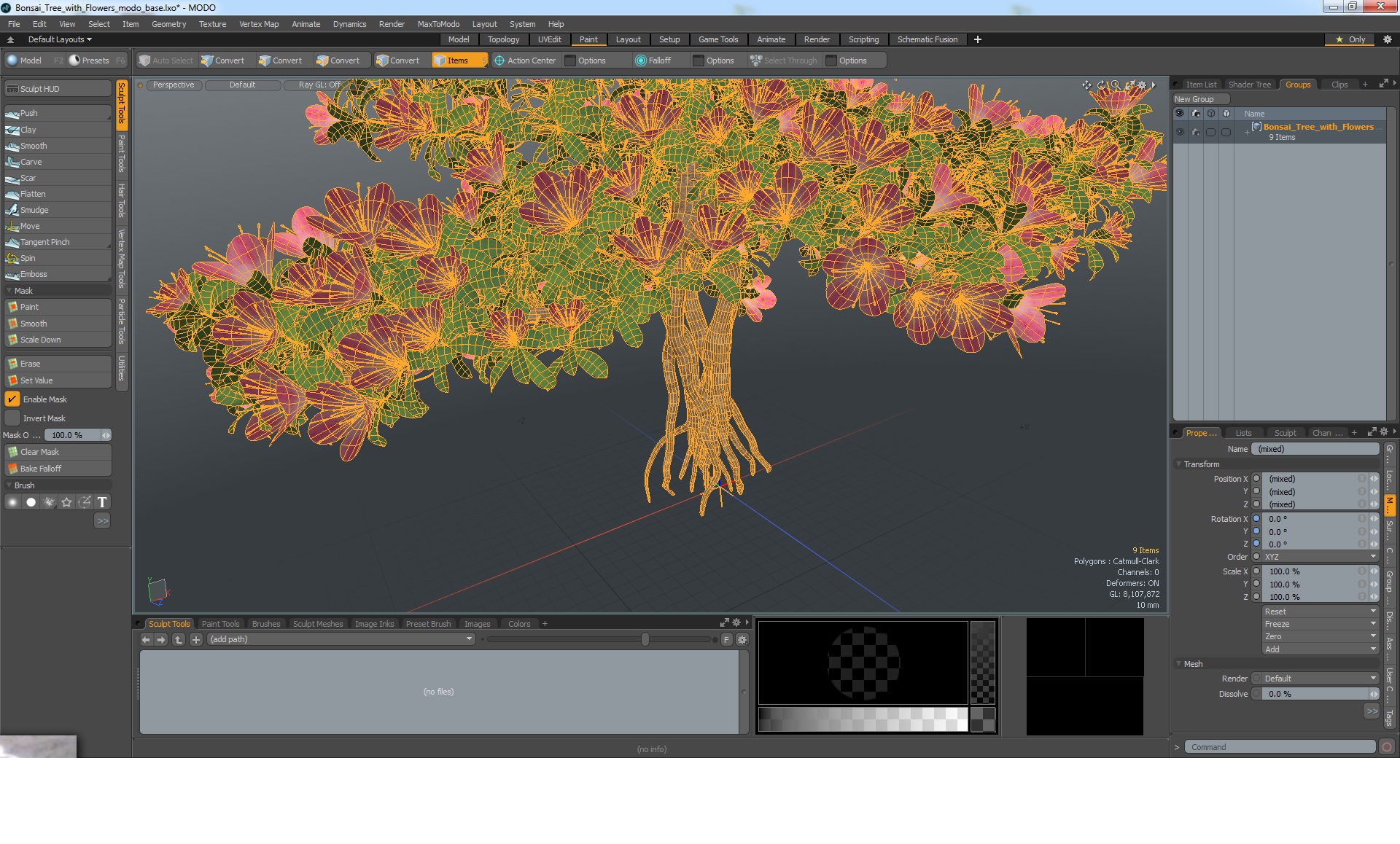 Bonsai Tree with Flowers 3D model