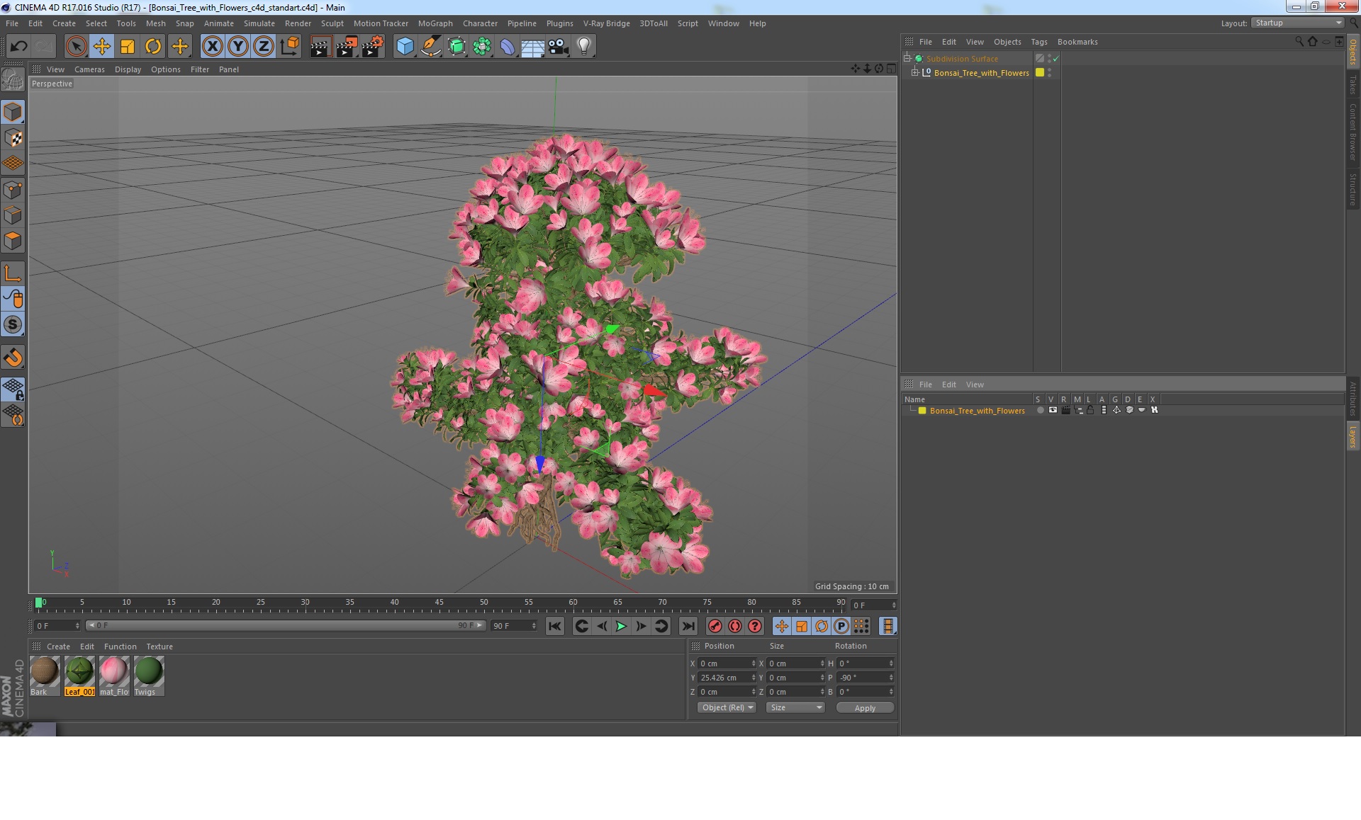 Bonsai Tree with Flowers 3D model